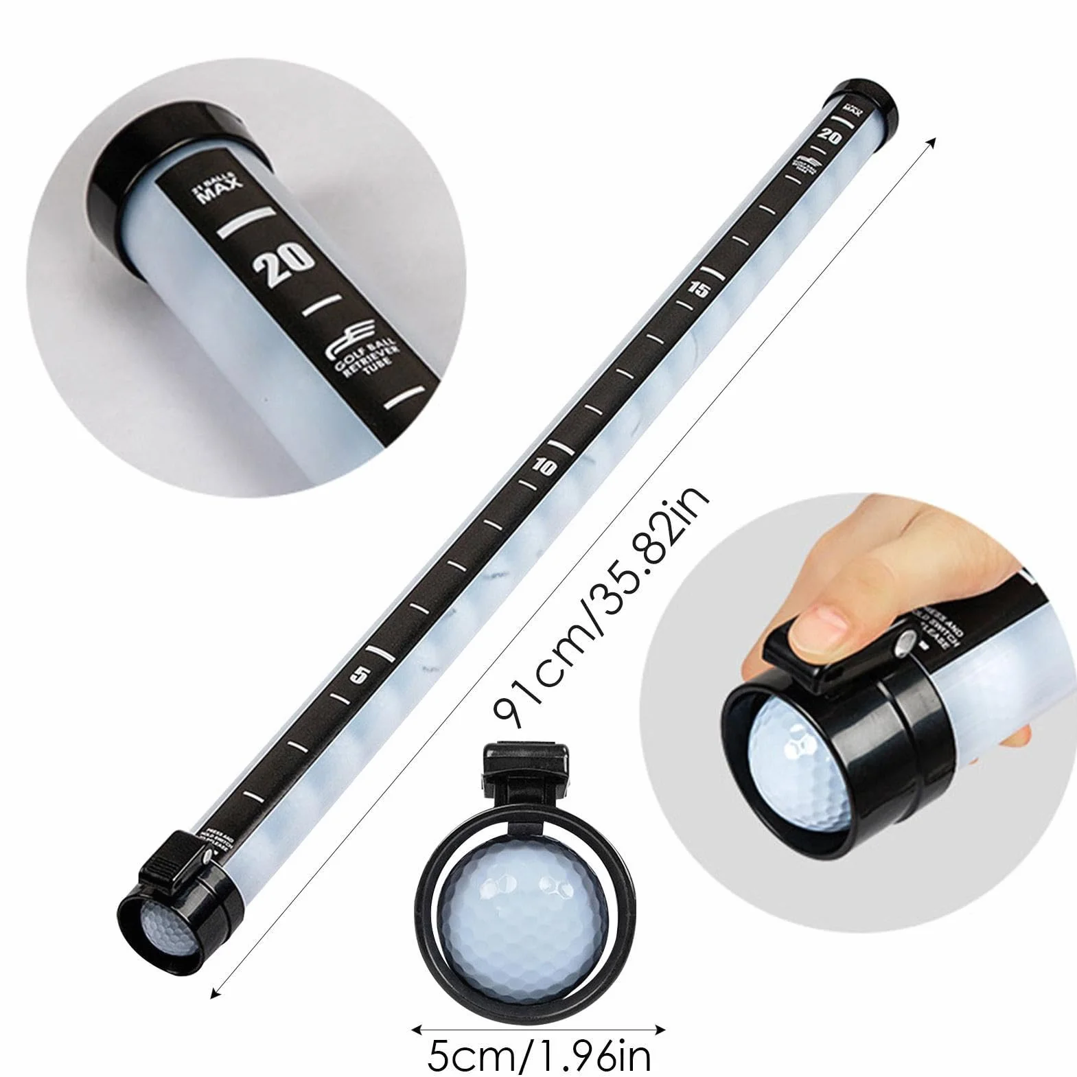 Selector de Pelotas de Golf 91 cm Tubo Herramienta de Práctica para Golfistas