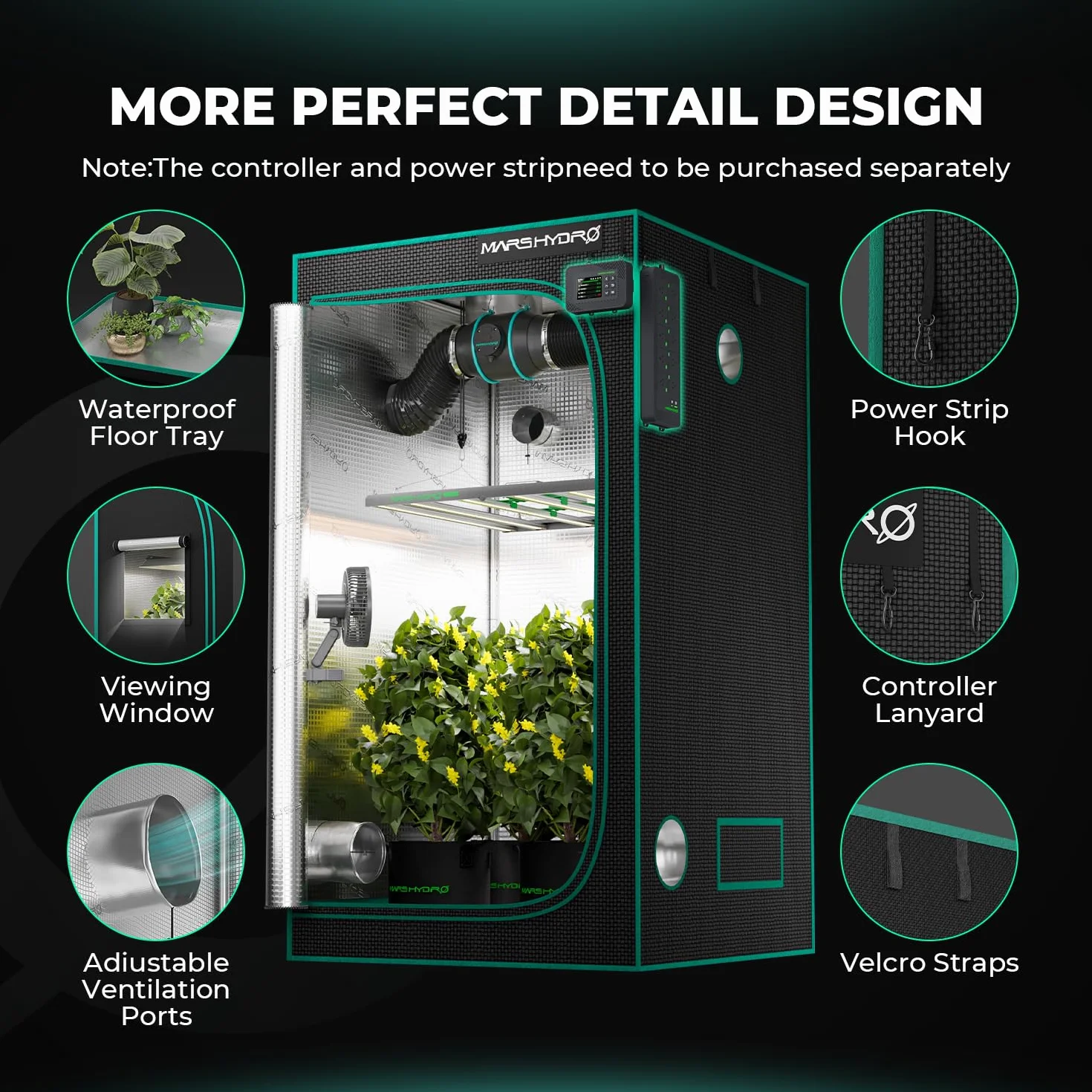MARS HYDRO - Tienda de campaña para cultivo (70 x 70 x 160 cm, para cultivo en interiores, reflectante de Mylar, hidroponía, bandeja inferior extraíble, para plantas y espacios de crecimiento)