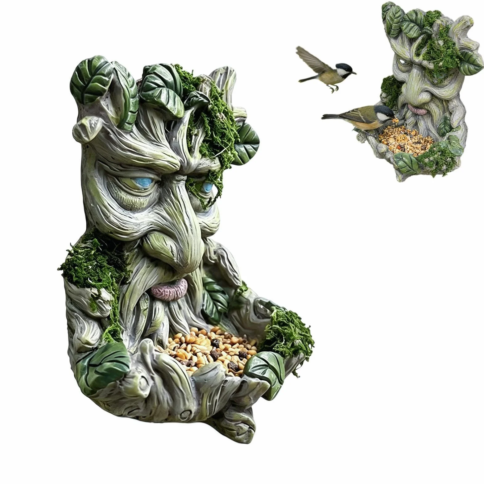 para pájaros con Cara de árbol – Escultura de máscara de guardián del Bosque de Resina 3D de 5,12 Pulgadas, Acento artístico de jardín Resistente a la Intemperie, Unidad de decoración colgant