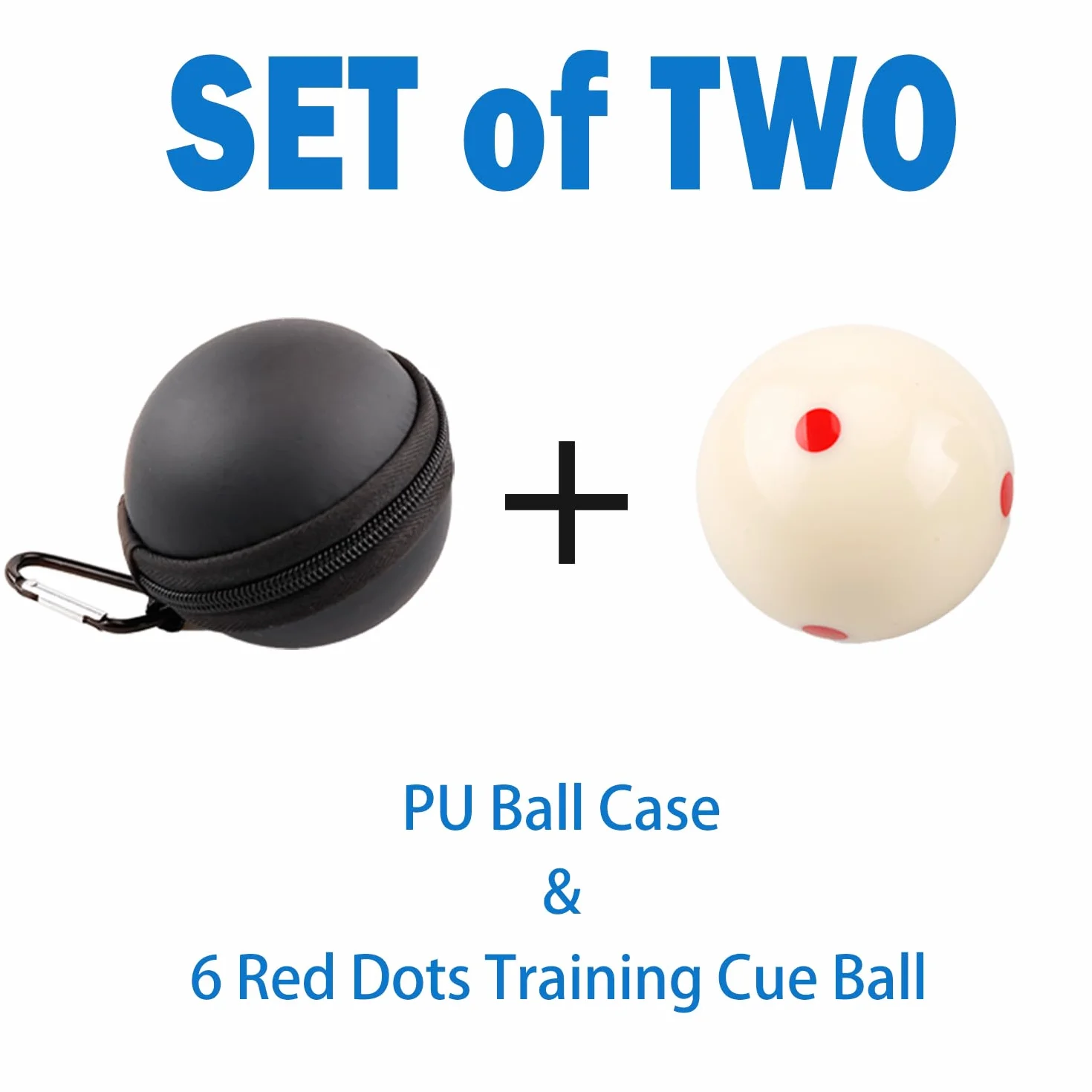 Billiards Cue Ball 6 Red Dots 2-1/4" with Black PU Case Practice Training