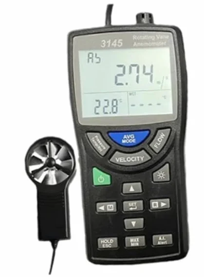 TES3145 - Anemómetro portátil de viento, velocidad de flujo de aire y temperatura