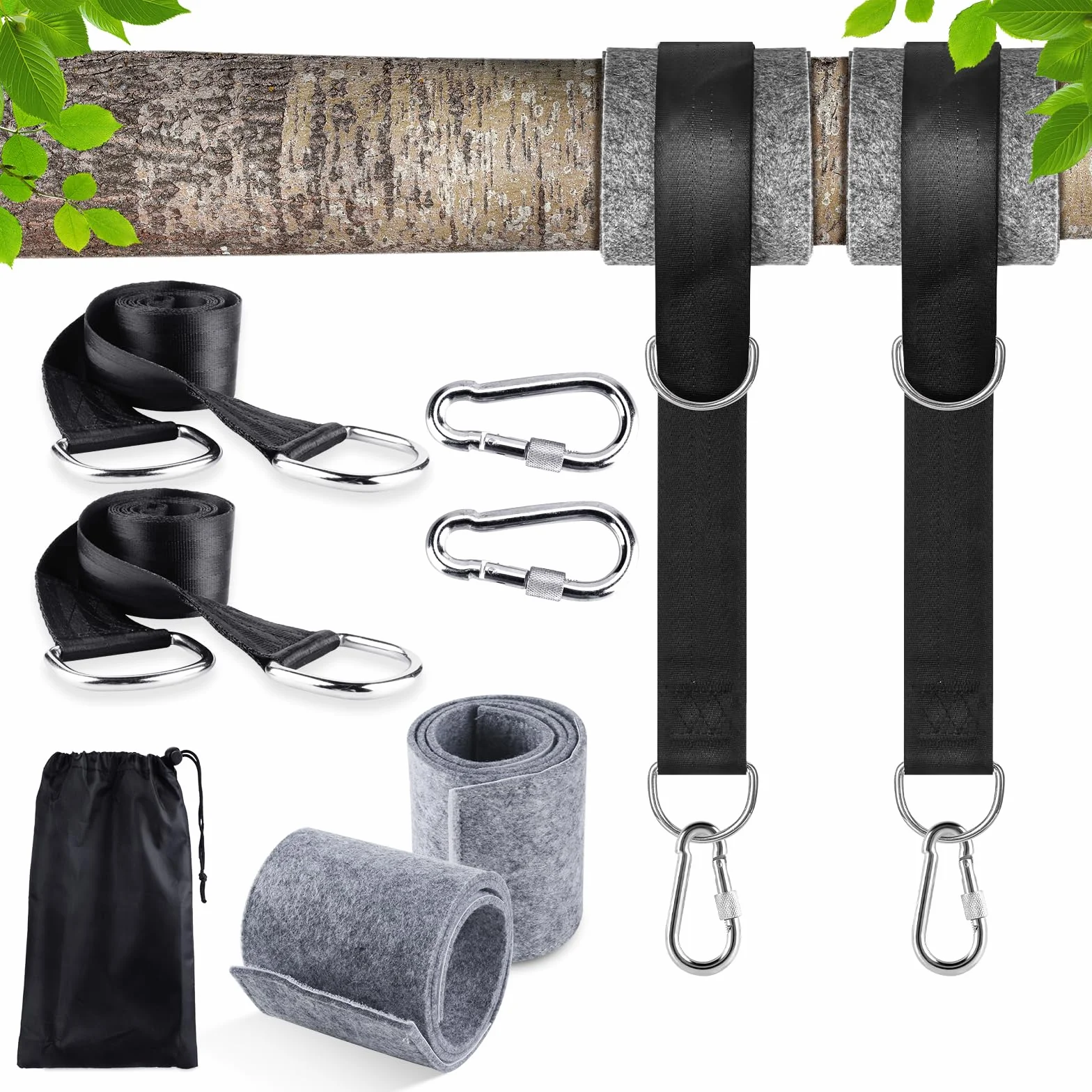 CENOVE Hamaca Correas de árbol Cinturón de Suspensión 2 Kit 150cm, Cuerdas Multifuncionales Suspensión Sostiene hasta 500 kg para Hamacas, Columpios