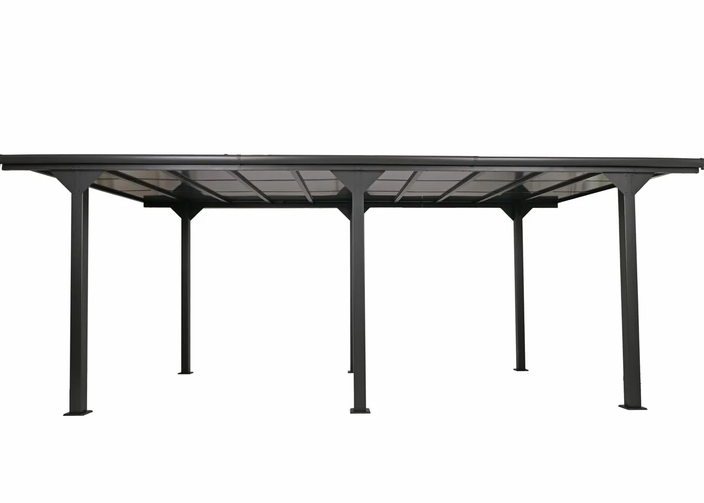 Alcoberta independiente Mendler HWC-O23, refugio para coche y garaje, estructura de 10 cm con techo de policarbonato y canaleta de lluvia, 3x6m - antracita