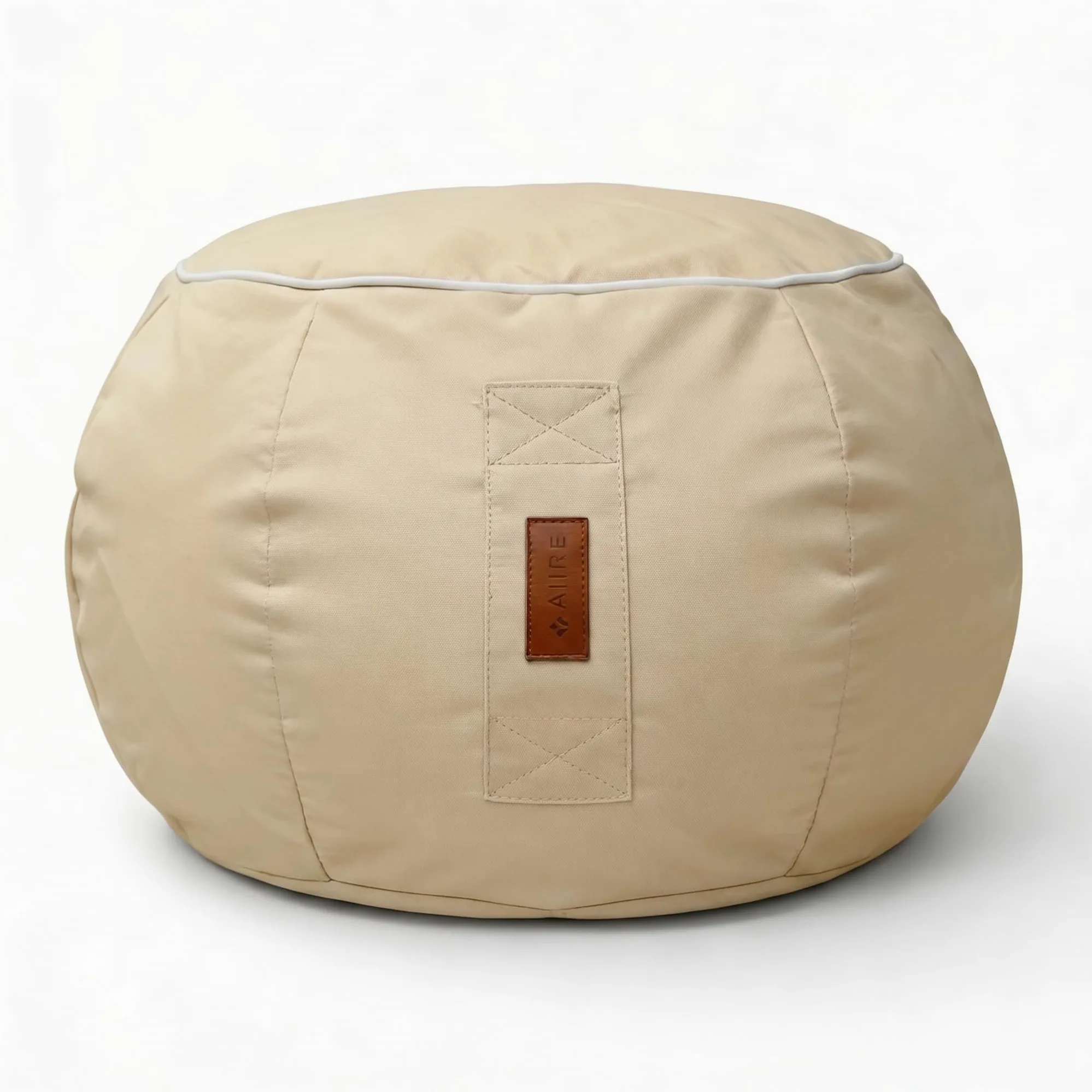 Aiire Puff Exterior Olefina Reposapies XXL Diseño Jardín Terraza Piscina Bean Bag Moderno Beige 45x30