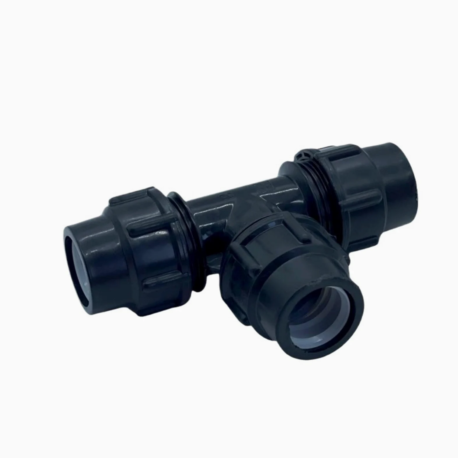 Accesorios de tubería de PE, conectores rápidos de tres vías for grifo, conectores de tubo de plástico de 16/20/25/32/40/50/63 mm for riego con agua corriente.(Black,63mm)