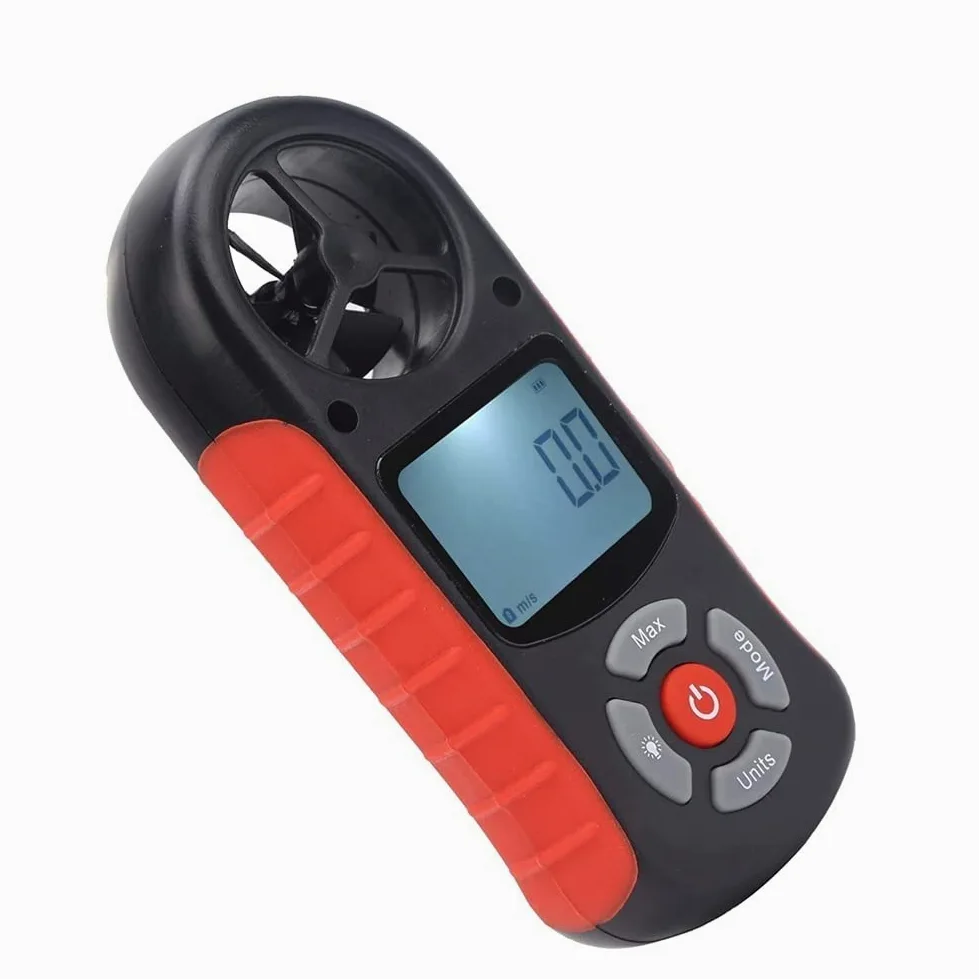 Anemómetro Digital con Pantalla LCD retroiluminada, medidor de Volumen de Aire, anemómetro con Botones multifunción para Windsurf, Cometas, Vela, Surf, Pesca, etc.