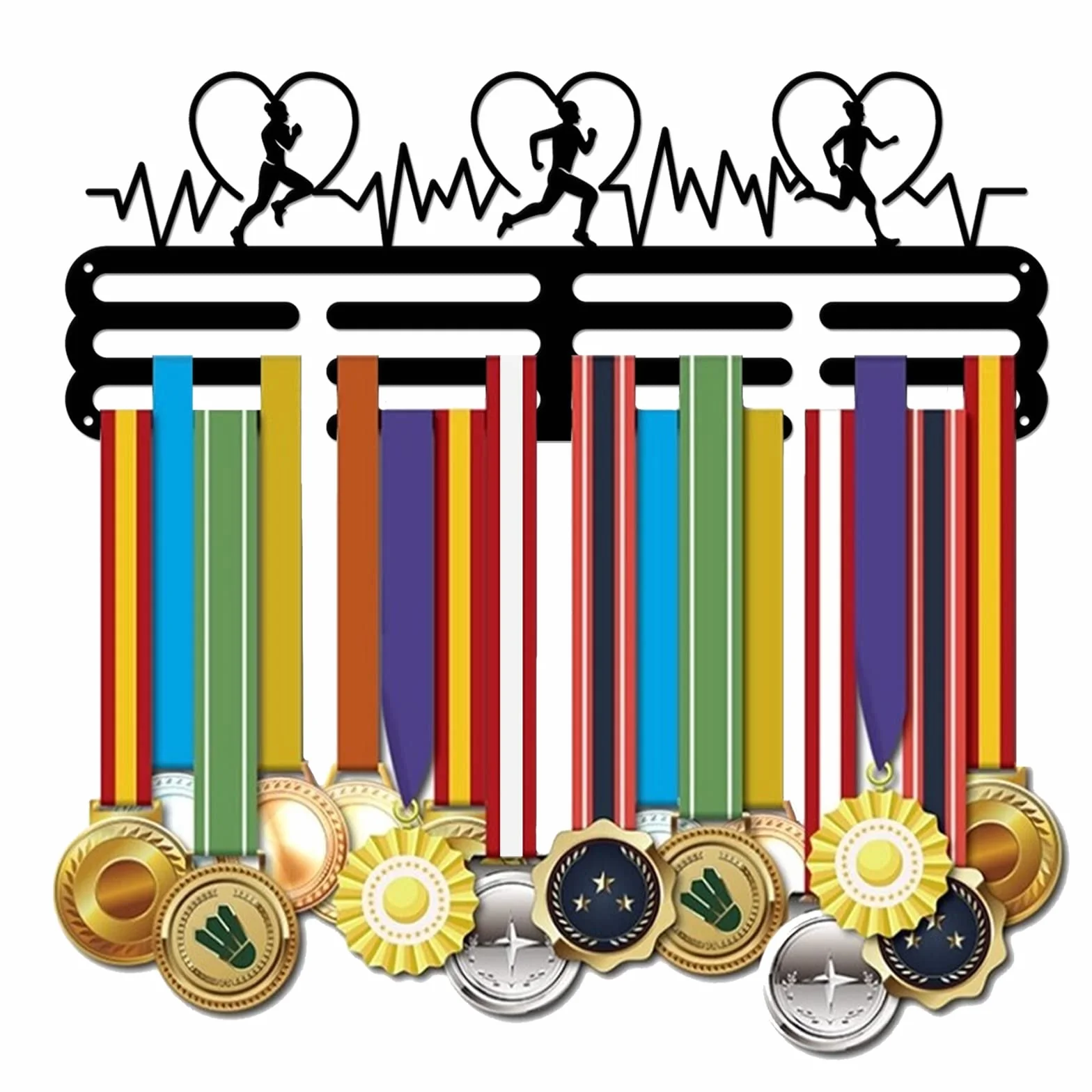 SUPERDANT Running Medal Display Hanger for Men Women Marathon Medals Rack Holds 60 Medals Black