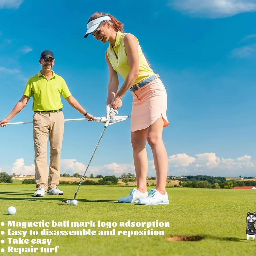 Herramienta Multifunción para Golf, 4 piezas, Arreglapiques Plegable, Acero Inoxidable