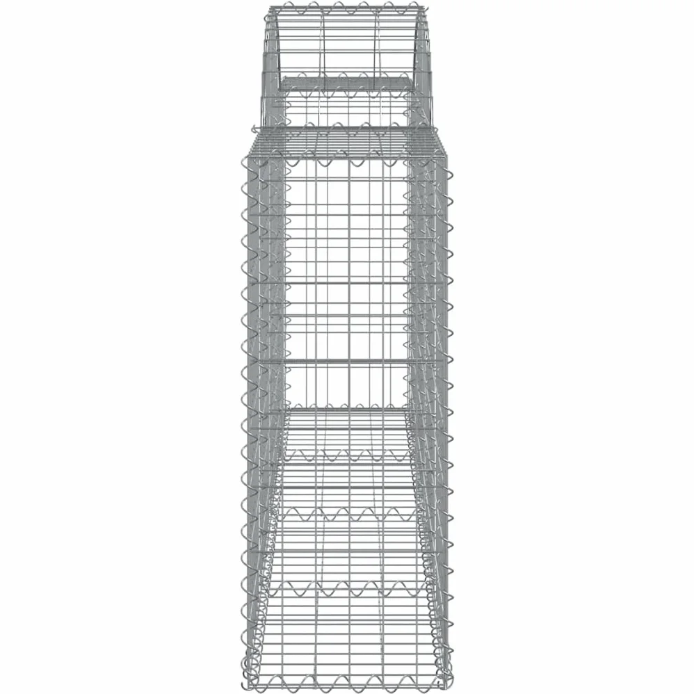 Gaviones con arco alto, 6 unidades, 200 x 30 x 80/100 cm, hierro galvanizado para barreras de jardín y protección visual como pared decorativa de gaviones de alambre robusto