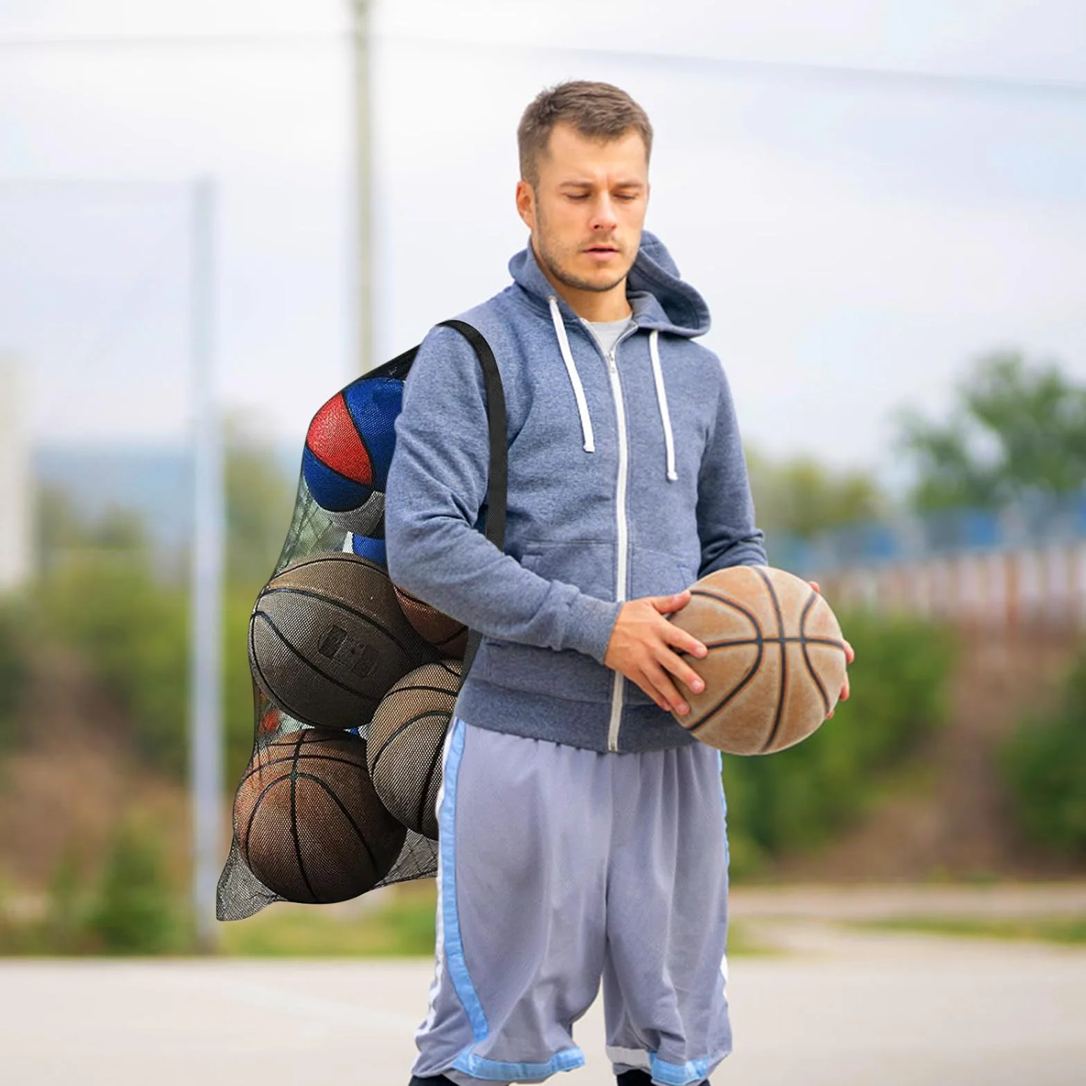 Bolsa Grande para Balones Impermeable con Cordón para Entrenamiento de Fútbol