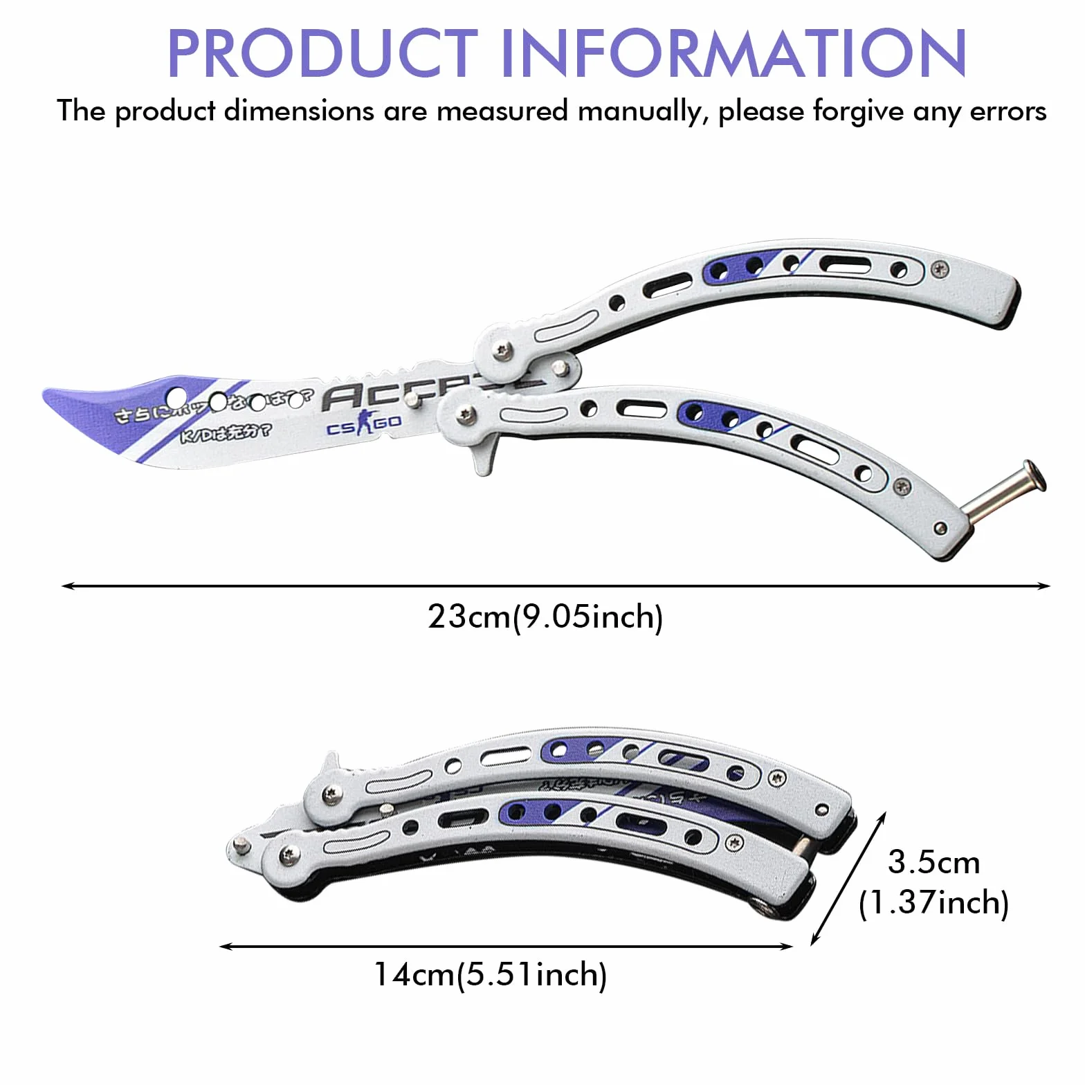 Entrenador de mariposas 2 piezas plegable cuchillo de práctica hoja desenfocada acero inoxidable Balisong principiantes