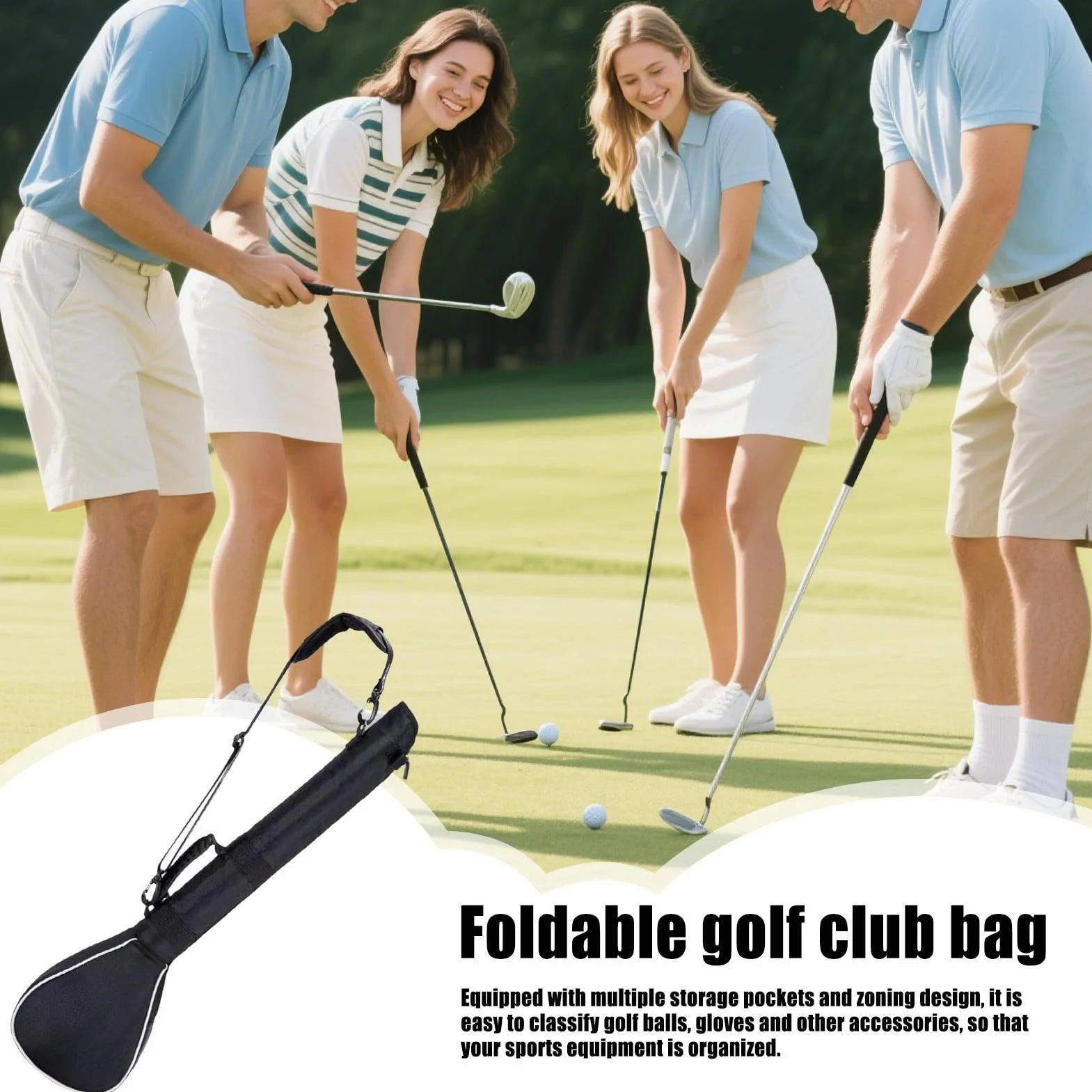 Bolsa de golf ligera de almacenamiento y transporte para palos, organizador resistente para viajes
