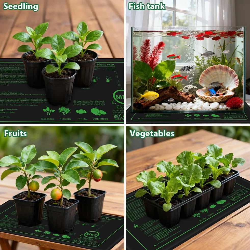 AOOWU Almohadilla Térmica para Plantas, Estera Calefactora Ajustable, Alfombrilla de Calentamiento IPX4 Impermeable, 50W Manta Termica Planta de Invernadero para Germinación de Plántulas, 52.5 x 25 cm