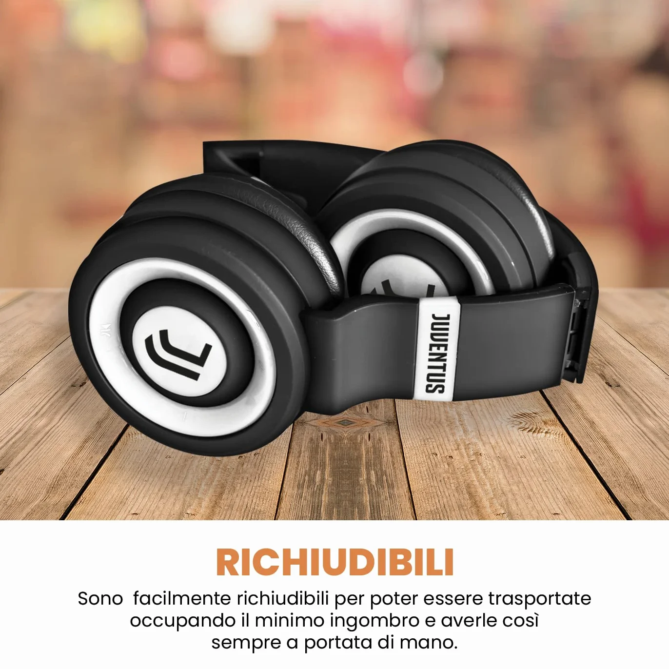 TECHMADE Juventus Auriculares Inalámbricos Bluetooth Plegables con Micrófono, HiFi Estéreo, Micro SD, Radio FM