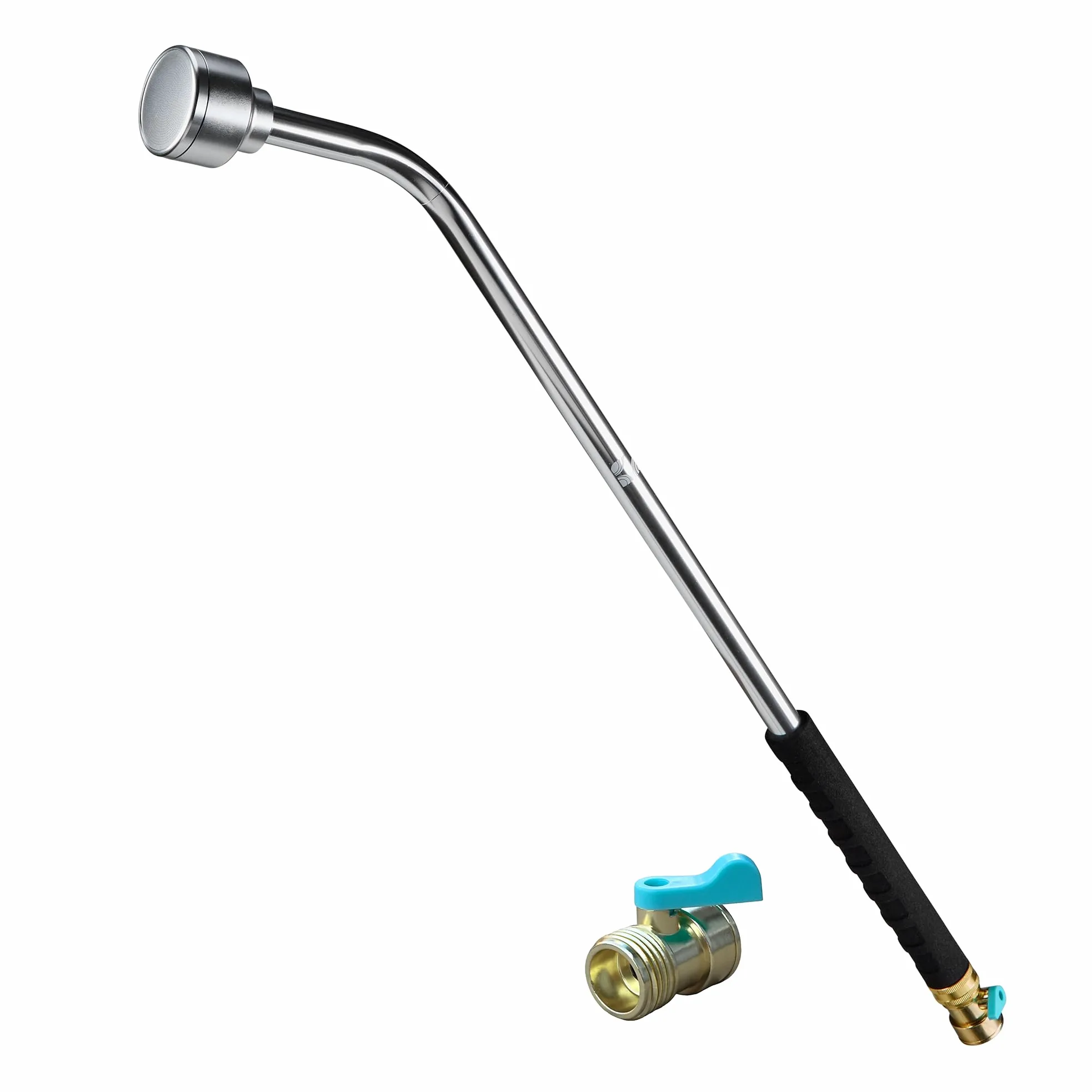 Varita de manguera de agua de metal de 30 pulgadas con spray suave 600003 con agarre cómodo y válvula de cierre de New England Garden Tools para limpieza, riego de plantas y patios, lavado de coches y