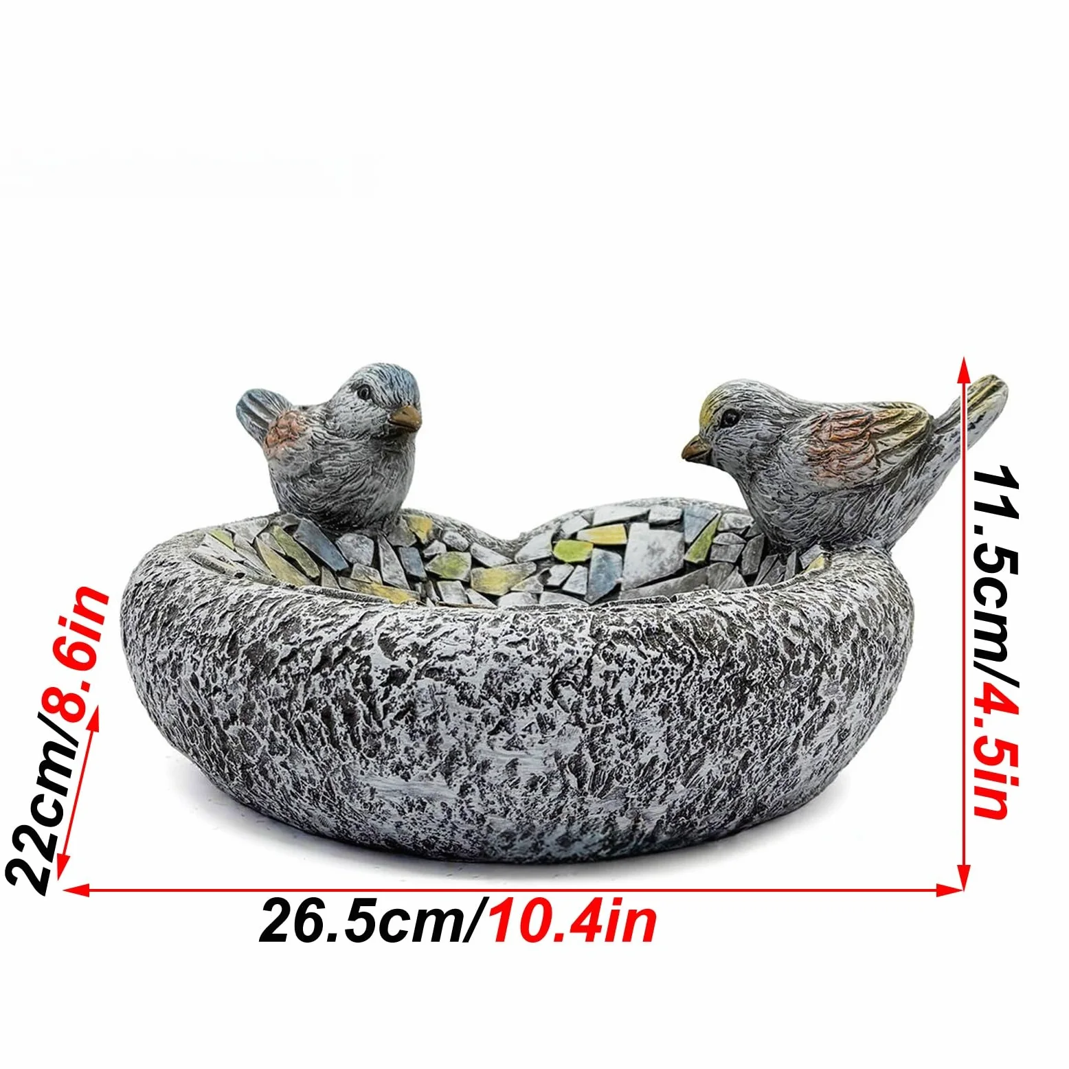 Baño para Pájaros, Bebedero Pajaros Exterior, Material de Resina, Resistente a la Intemperie, Fácil de Limpiar, para Jardín, Patio, Exterior
