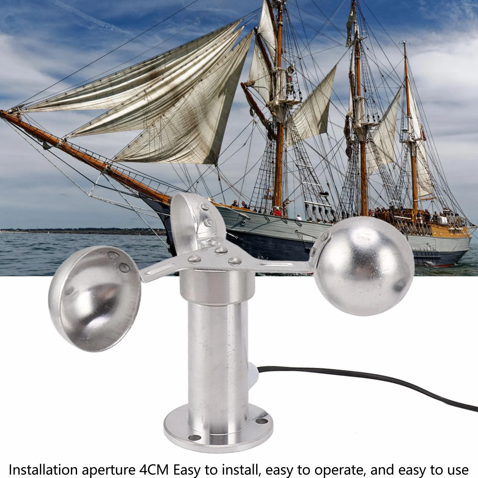 Sensor De Velocidad Del Viento Anemómetro De 3 Tazas De Aleación De Aluminio De 0 A 3,8 V, Ideal Para Centrales Eléctricas Y Monitoreo Meteorológico