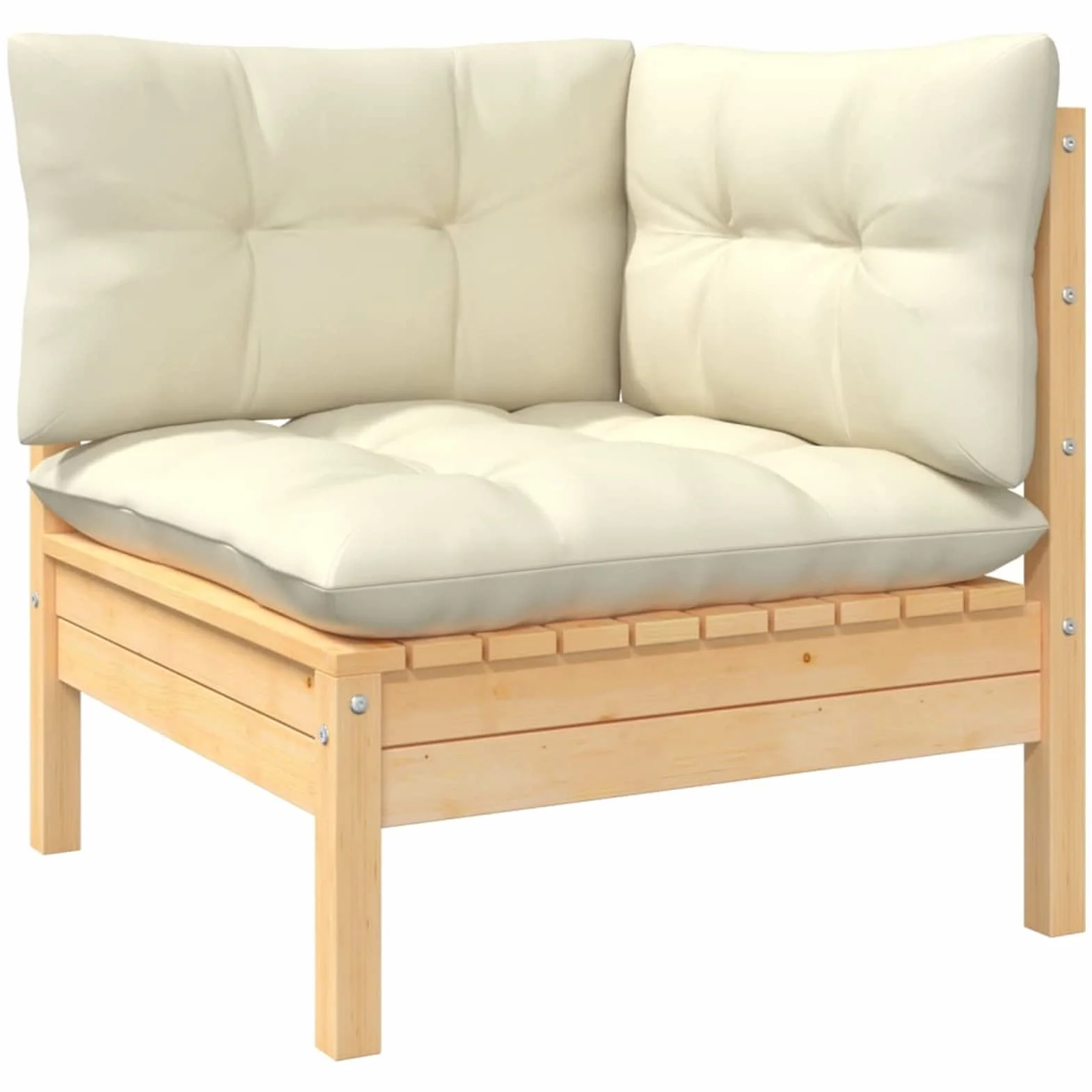 Muebles de jardín 3 Piezas Cojines, Set Exterior Jardin, Conjunto De Jardin, Conjunto Muebles Jardin Exterior, Sofa Jardin Terraza, Madera Maciza de Pino Crema