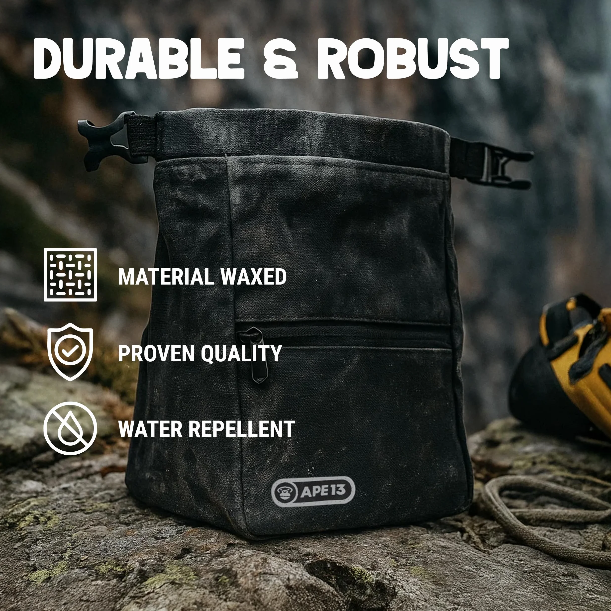 Bolsa de magnesio para bouldern 3 colores resistente tapa enrollable cierre magnético