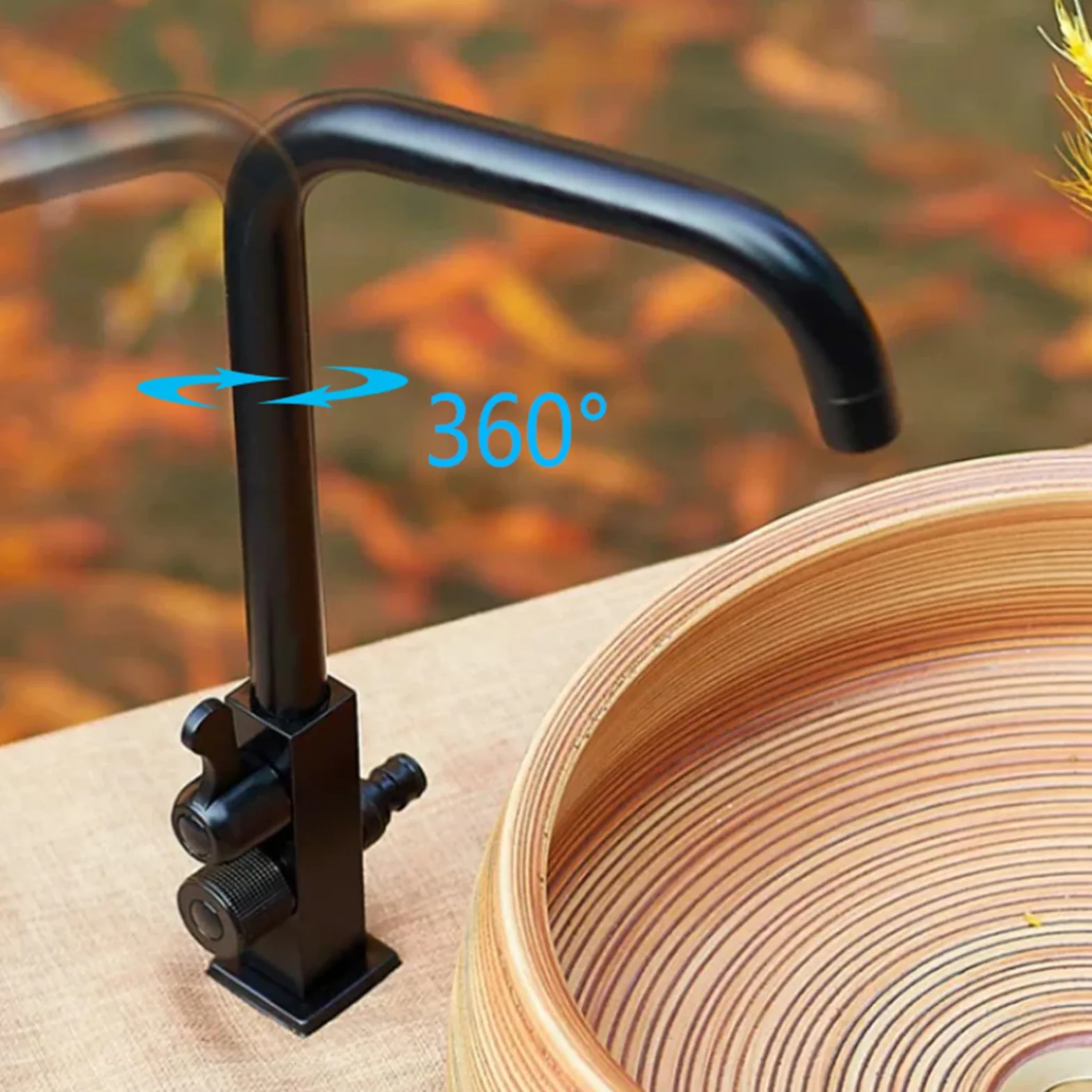 Grifo Lavadora Doble Salida Negro Rotación De 360 ° Grifo Exterior Antihielo Solo Agua Fría Un Solo Orificio Doble Manija