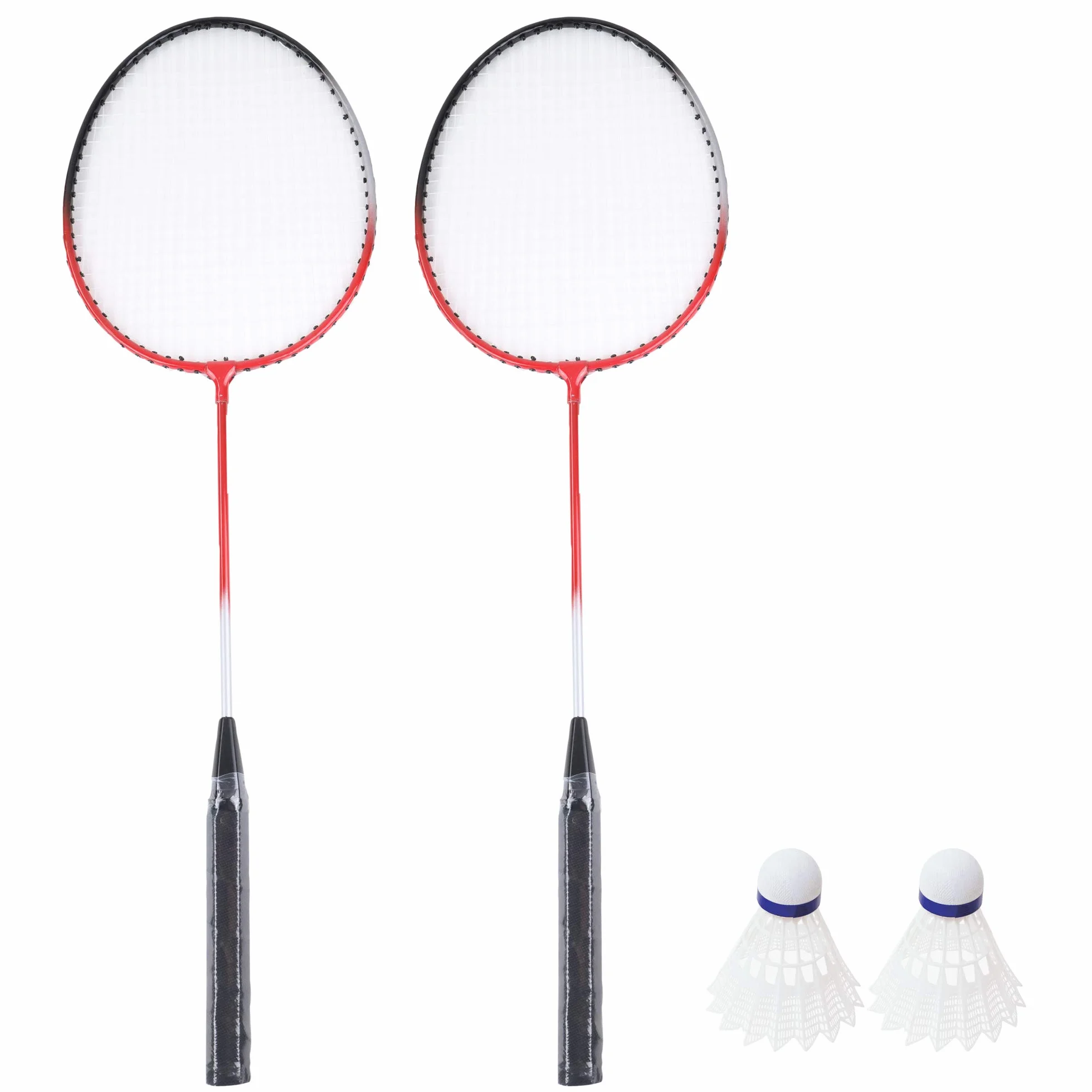 Set de Badminton 2 Raquetas y 2 Volantes - Juego de Raqueta - Nylon - 66 cm - Rojo