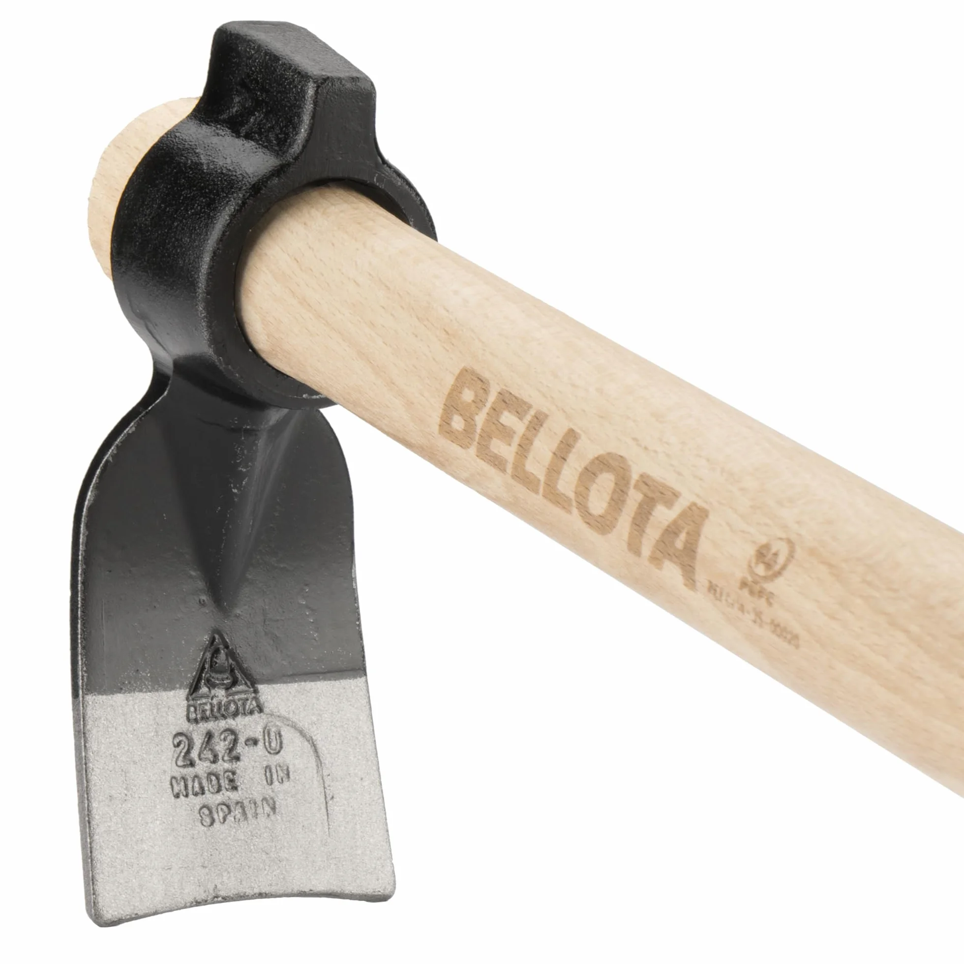Bellota HOE242AW360P - Azada forjada para Plantar parterres y Zonas de rocalla, con Mango de Madera y Sistema antigiro.