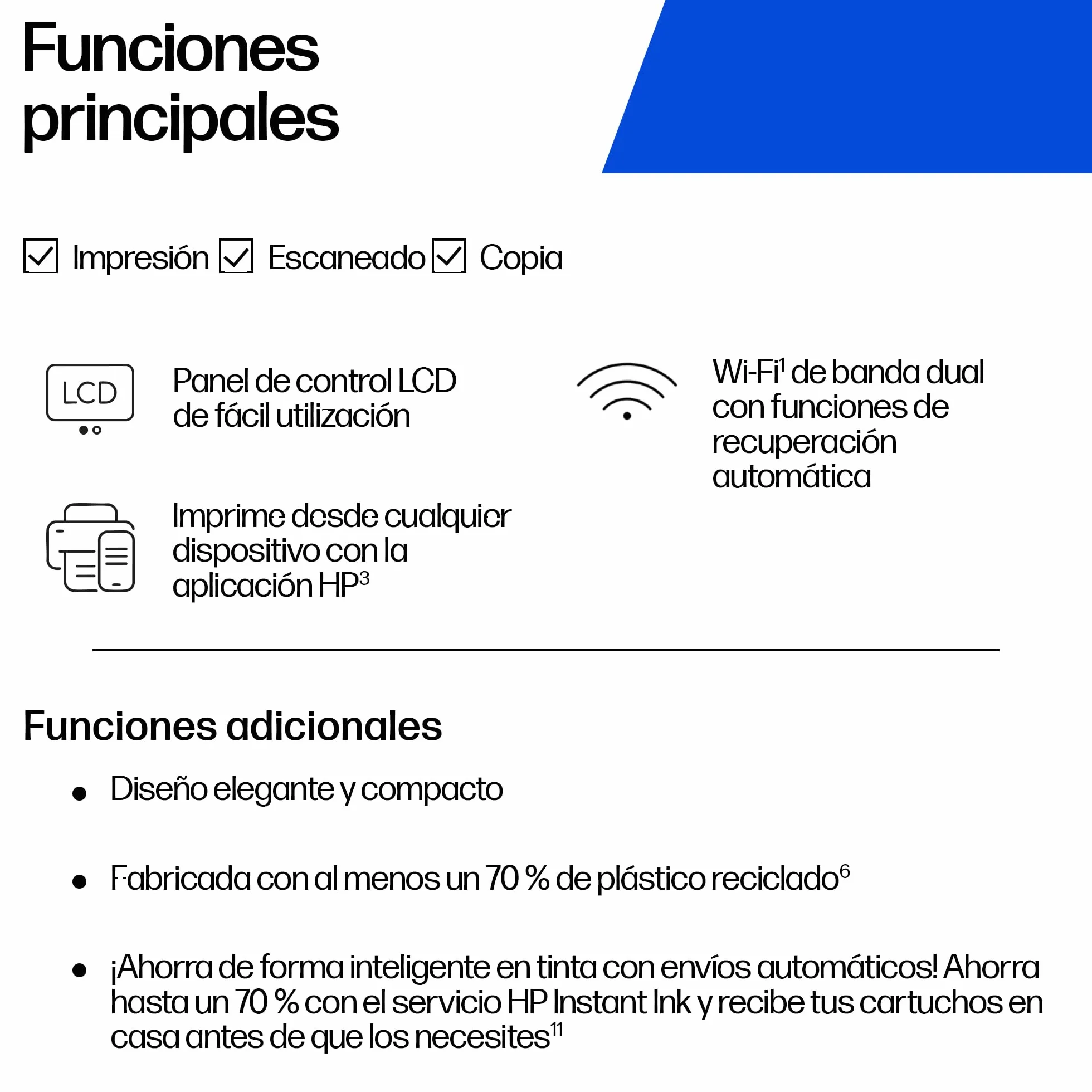 HP DeskJet 2920 Impresora Multifunción Inyección Tinta Color Inalámbrica Wi-Fi Doble Banda Negro