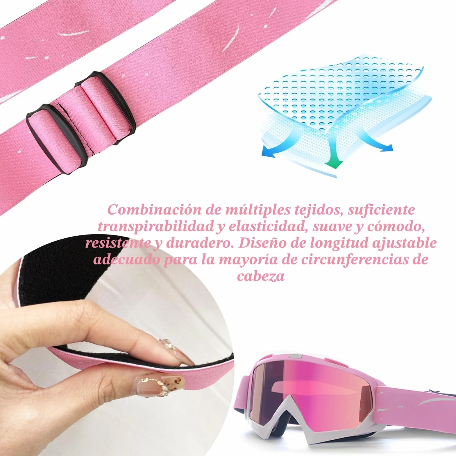 DONGZQAN Skibrille Damen Rosa OTG Mit Schaumstoffpolsterung Outdoor