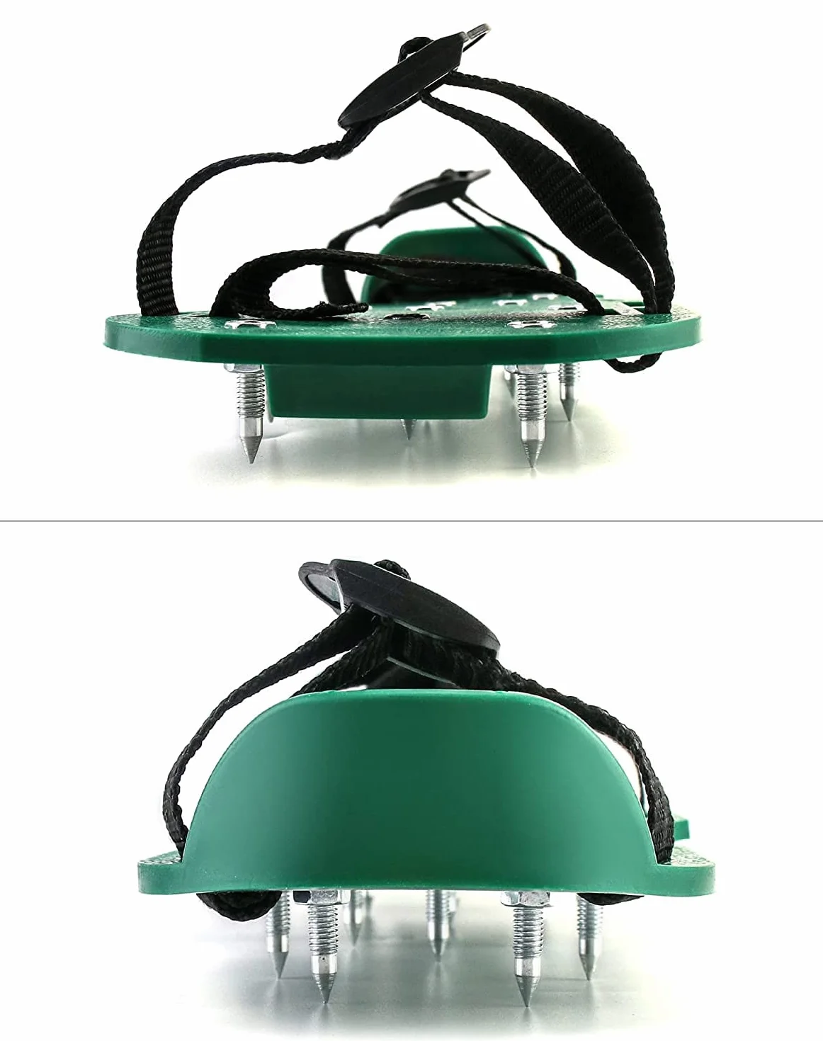 Aireador de Césped Zapatos Sandalias de Pinchos de Metal Hebillas y Correas 3 para Airear el Césped o en el Patio (Verde)