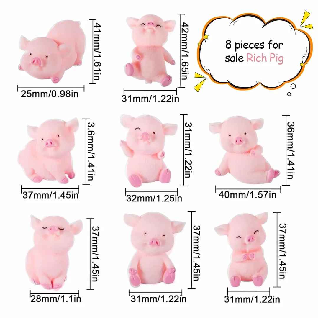 SGERUFZ 8 Pcs adornos de cerdo pequeño decoración de coche decoración de escritorio cerdo de la suerte regalo de cerdo de la suerte rosa