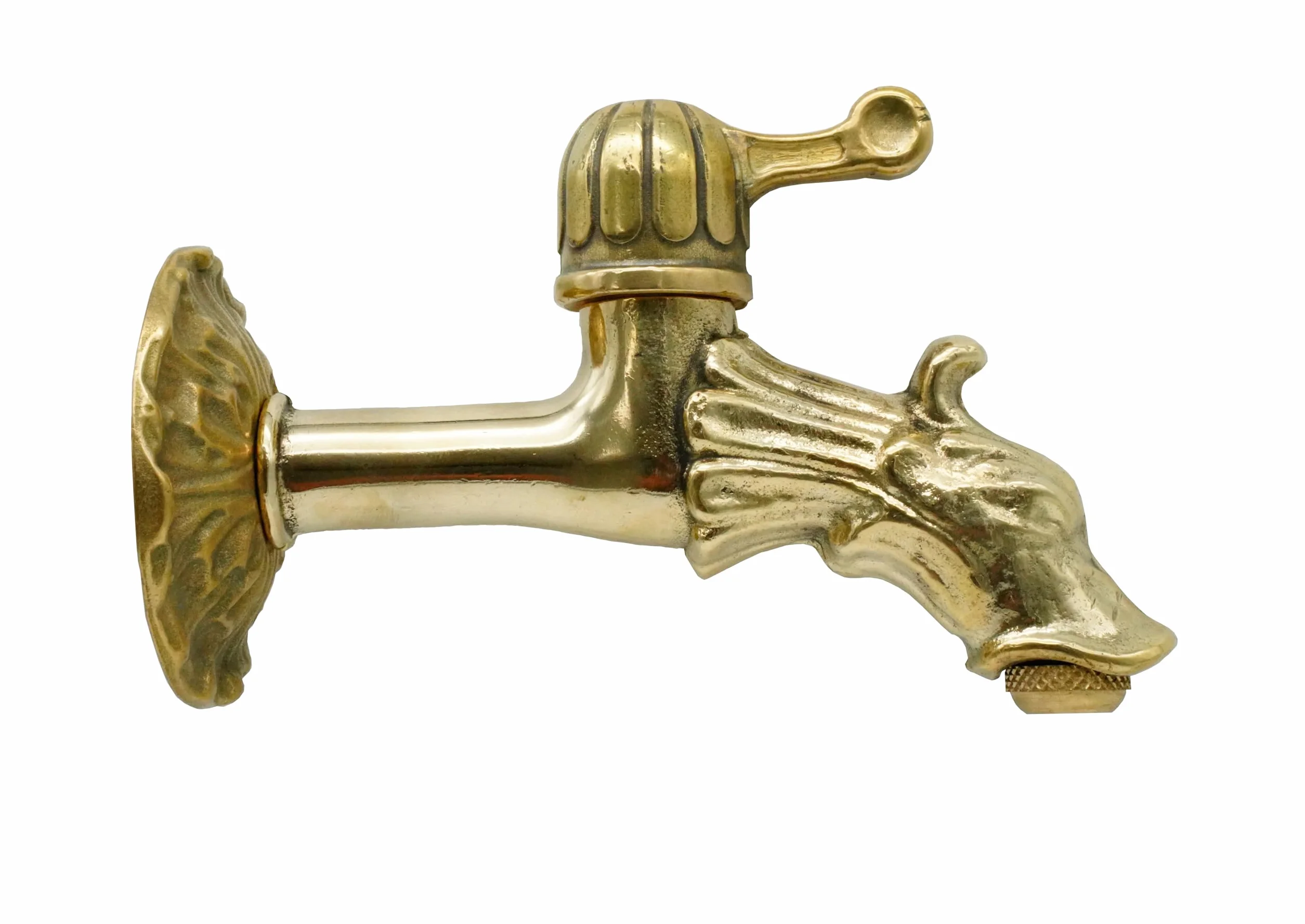 L'Artistica F.LLI PERINCIOLI | Grifo artístico de paso rápido con rosetón grande y soporte de manguera de conexión 1/2" M, grifo de latón para fuentes de columna o pared, 103 x 150 mm