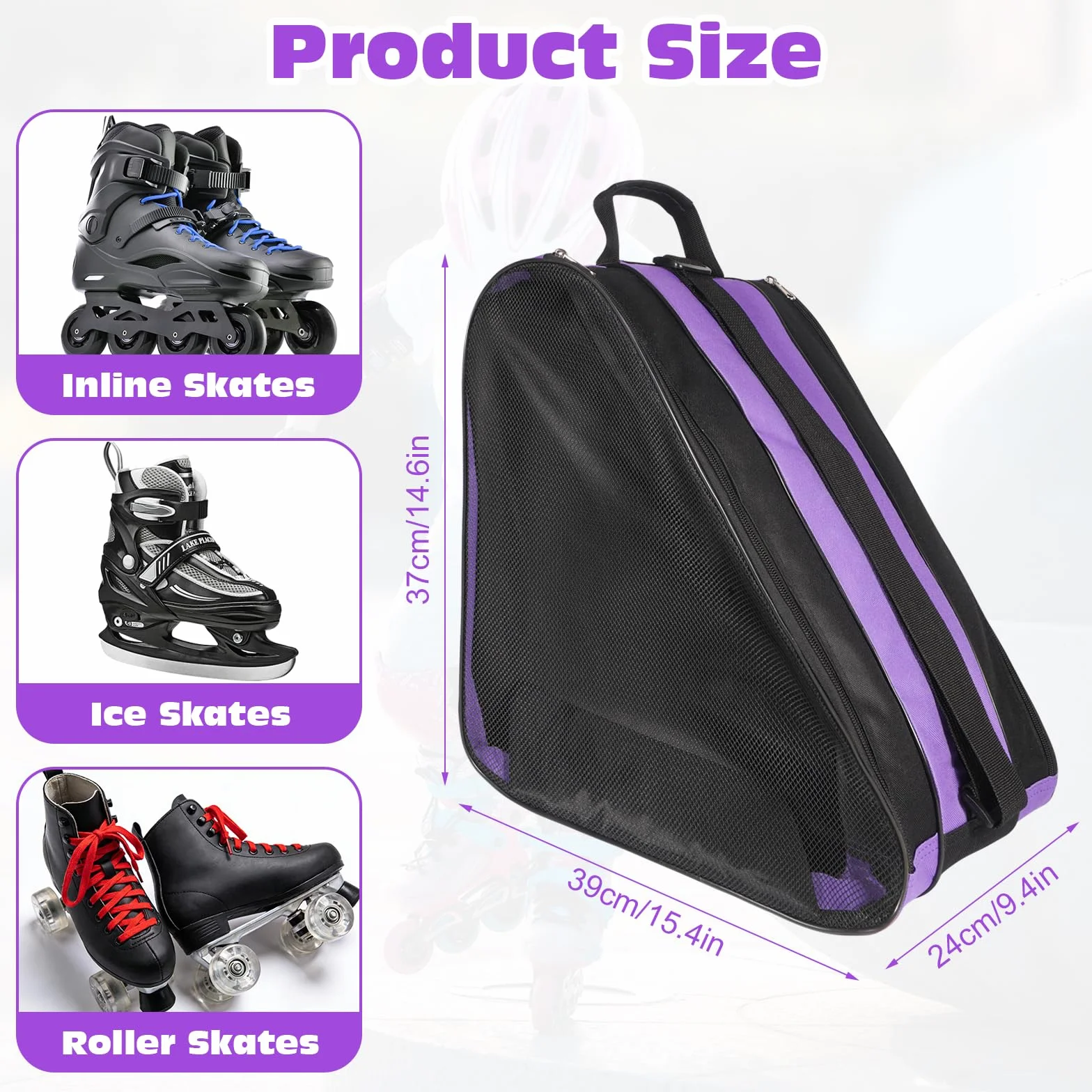 QKURT Bolsa de Patinaje para Niños con Correa Ajustable, Mochila para Patines de Hielo