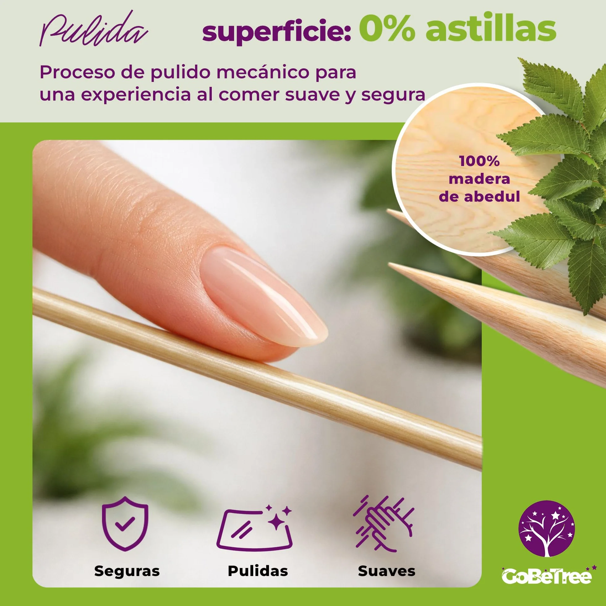 100 Pinchos de Madera de Abedul 15 cm x 2,5 mm | Palillos Extra Resistentes para Brochetas, Barbacoa, Carne y Frutas | Palos Ecológicos Multiusos para Manualidades