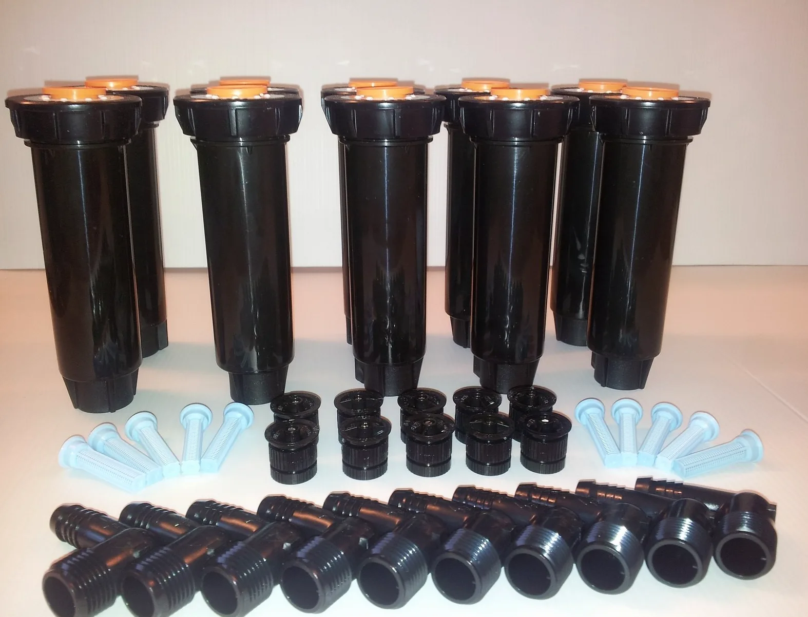 10 x Aspersores emergentes RainBird 1804-SAM con boquillas 15VAN, conector SBE-050 set de 15 piezas