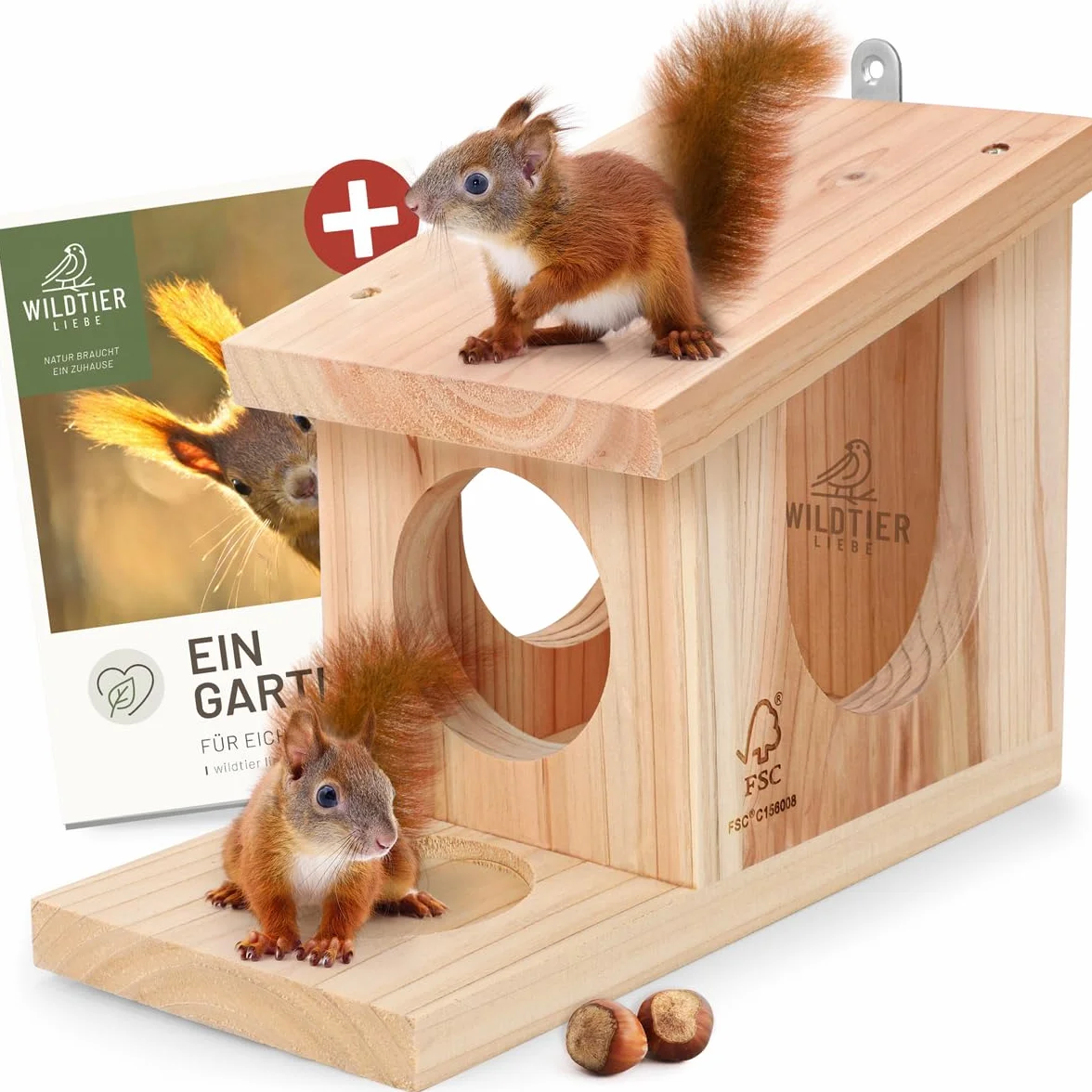 wildtierliebe Casa de juegos de ardilla resistente a la intemperie, comedero de madera maciza atornillada, 100 % resistente a la intemperie, estación de alimentación para alimentar a ardillas,