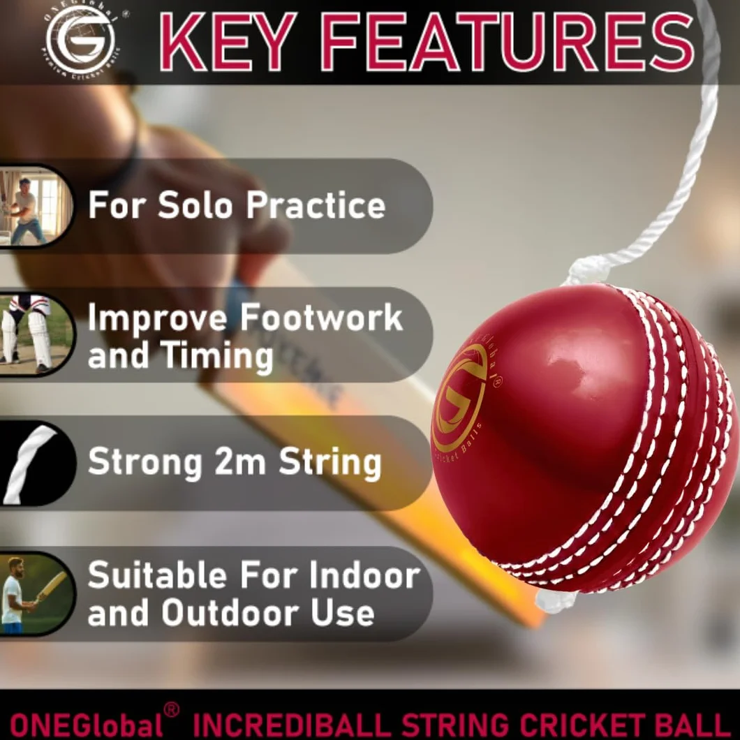 Incrediball Pelota de críquet suave para colgar interiores y exteriores entrenamiento en solitario 1 rojo