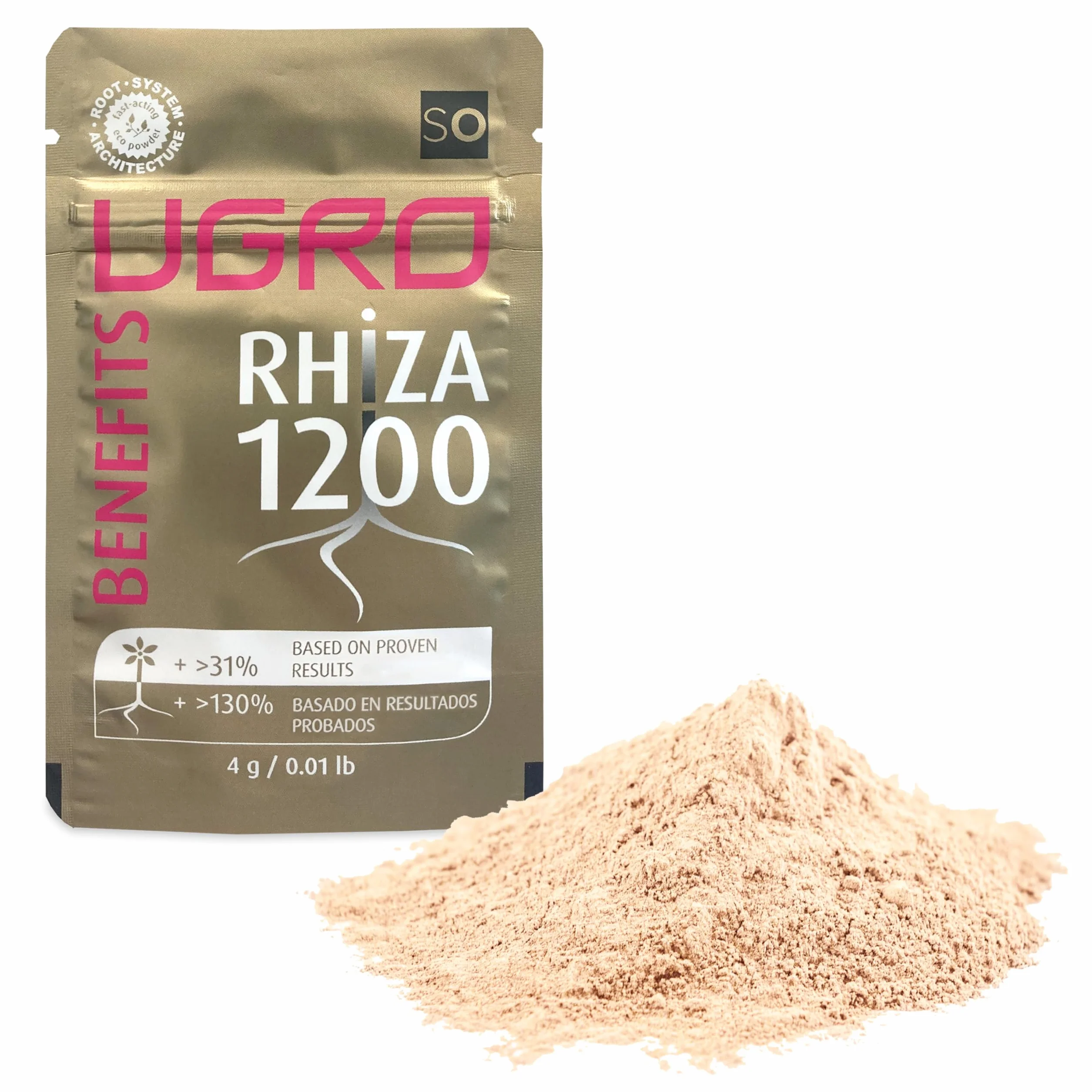 UGro Rhiza1200 - Micorrizas Naturales, Hongos beneficiosos que estimulan el Crecimiento y Mejoran la Nutrición de las Plantas. Para el desarrollo Rápido de las Raíces