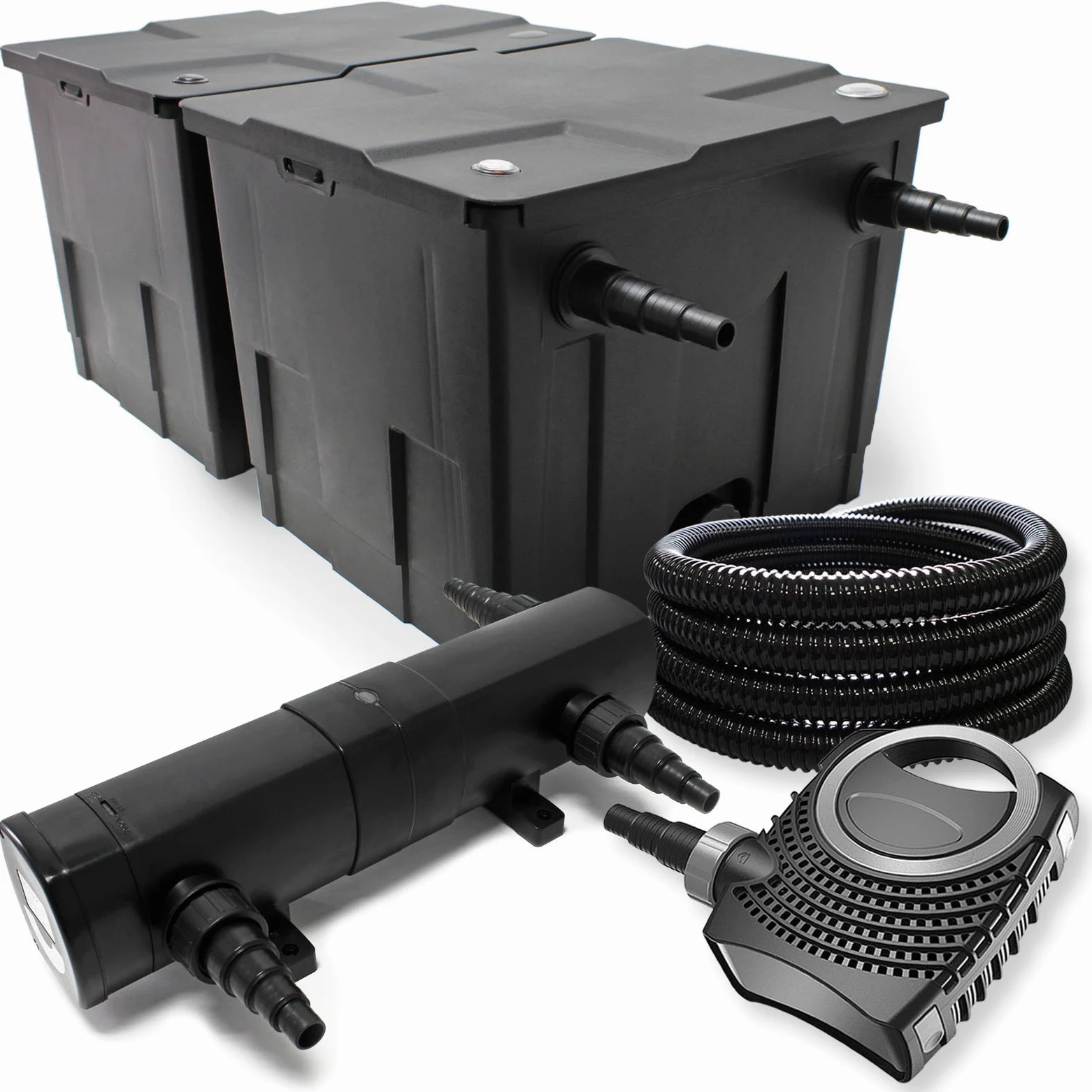 Pond Kit de filtrado con 60000l 24 W UV Clarificador Bomba 25 m manguera jardin
