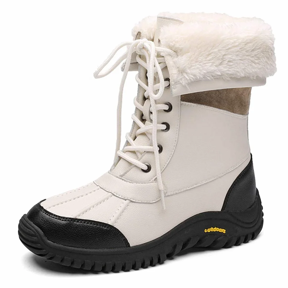 Mujer Botas de Nieve Impermeables Invierno Clima frío Aislamiento cálido Media Pantorrilla Forradas Piel sintética
