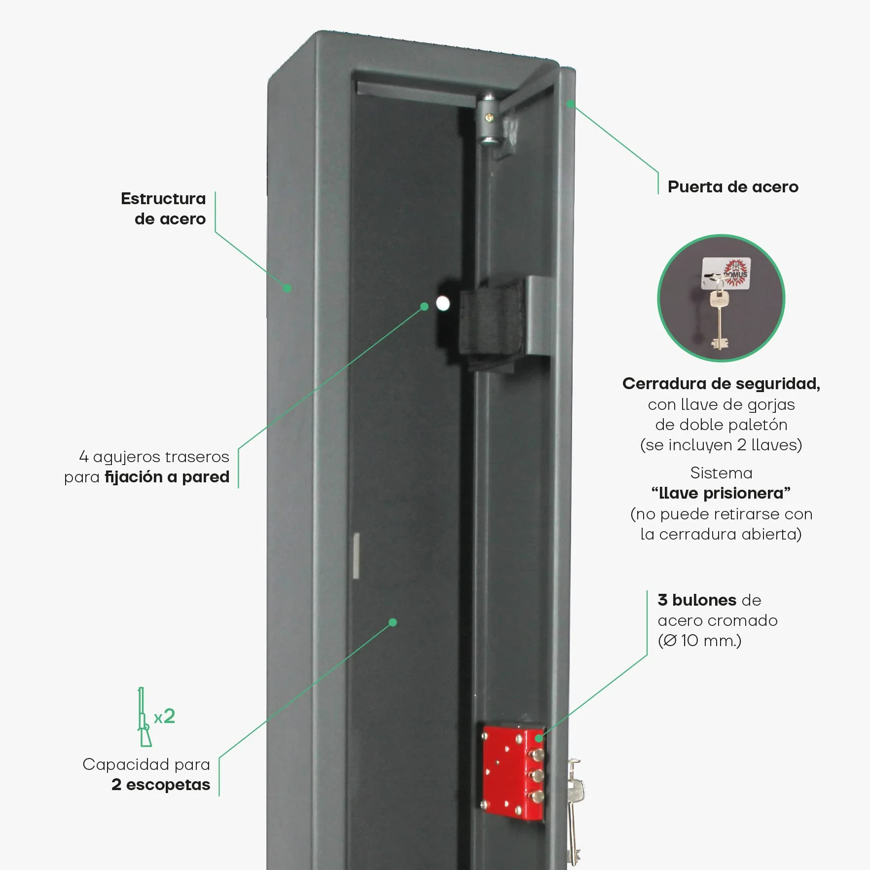 ARREGUI Braco ARM020 Armero de Acero para 2 Escopetas Caja Fuerte para Armas