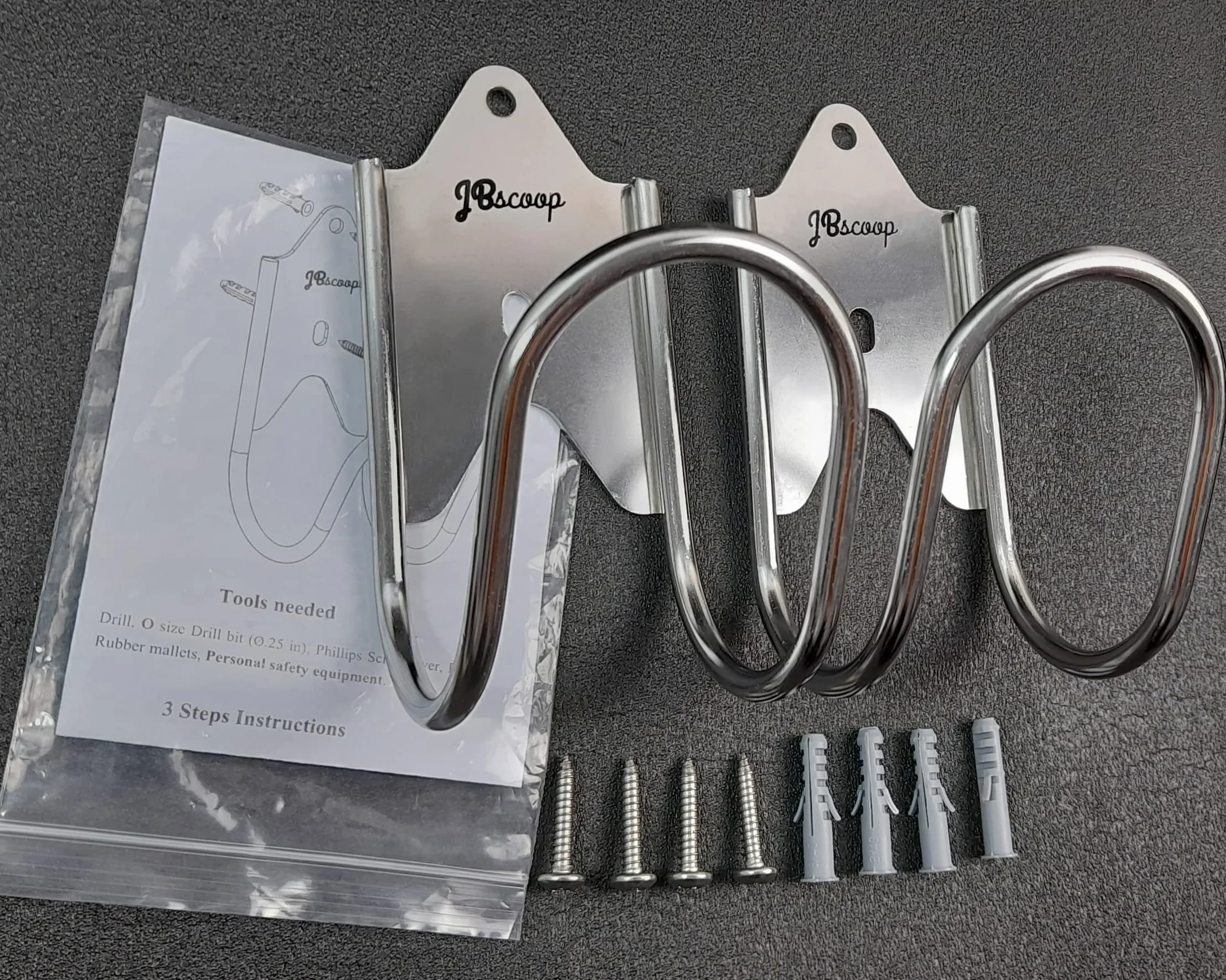 JBscoop Colgador de manguera de jardín de acero inoxidable (juego de 2), para soporte de manguera de jardín, soporte de pared sin óxido, soporte de manguera de montaje en pared resistente