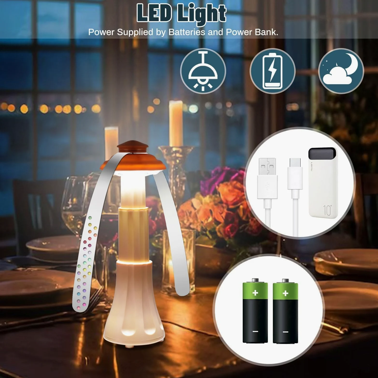 Ventiladores Repelentes de Moscas Portátiles para Mesas con Luces LED Integradas - Solución Compacta y Práctica para Repeler las Molestas Moscas (pack de 3, negro)
