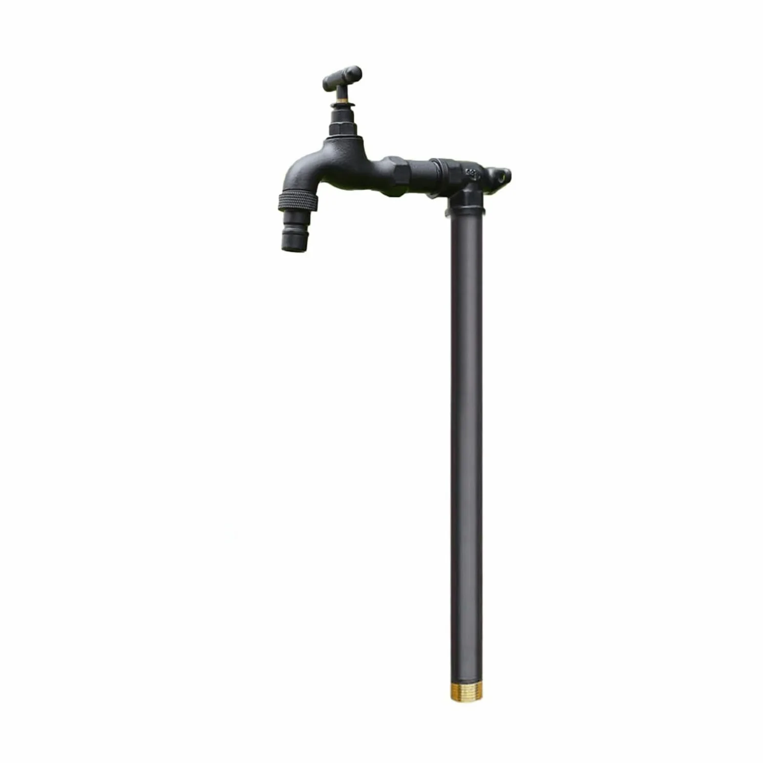 Columna de agua de jardín de cobre independiente con grifo, grifo de agua de latón anticongelante para patio escolar, diseño de ternera, 80 cm de altura, color negro h