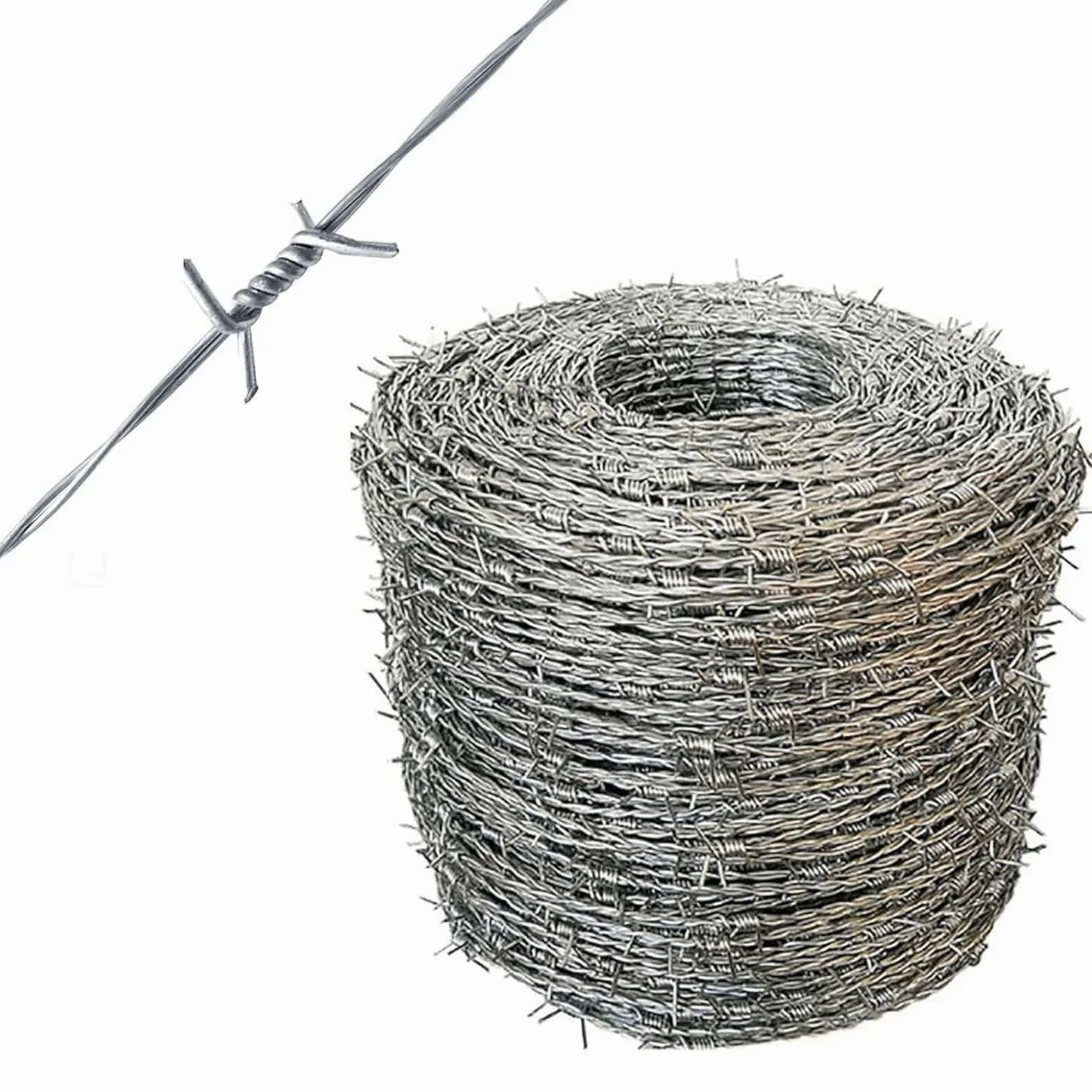 Rollo De Alambre De Púas, Alambre De Espino Galvanizado En Caliente, para Refuerzo De Seguridad De Vallados Suministrado En Bobinas (100m/328ft)