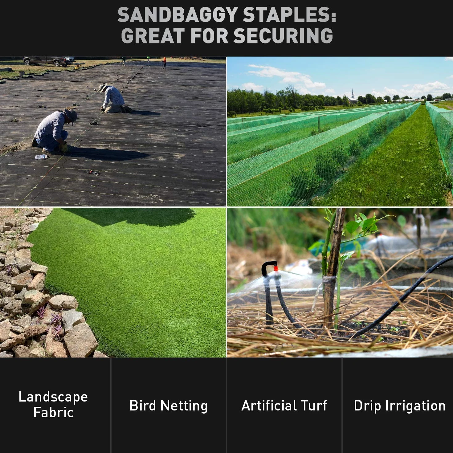 Sandbaggy - 9 Grapas de Paisaje (20% más Gruesas) ~ 6 Pulgadas de Tela paisajística Grapas Pines de Garden Grapas estacas – Grapas de Cubierta de Tierra – Anclajes de Valla – uñas de césped