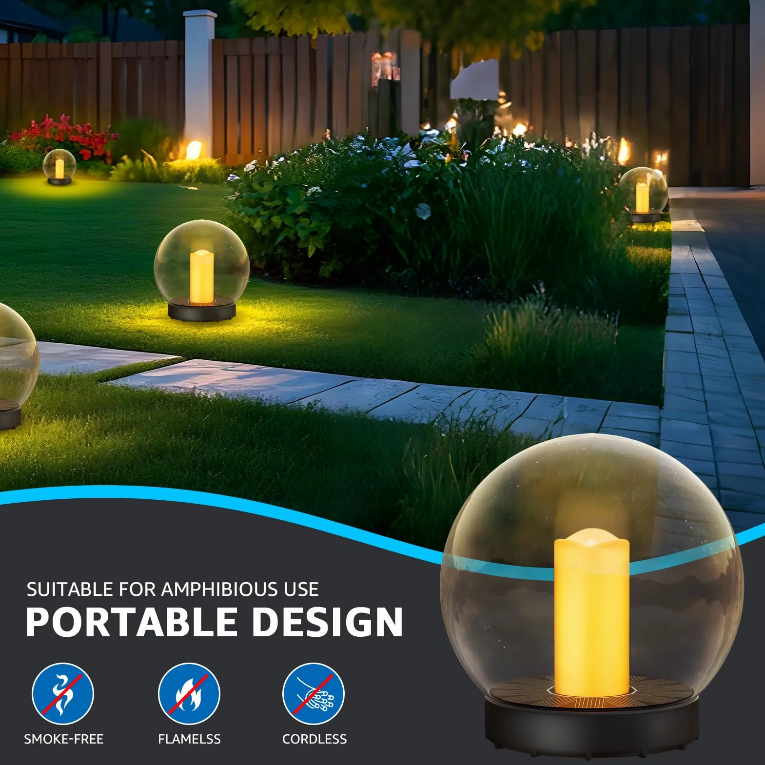 Luces solares flotantes para piscina, con energía solar, velas flotantes, luces de llama parpadeante, para exteriores, impermeables, IP66, para estanque, jardín, fiesta, piscina, decoración, paquete