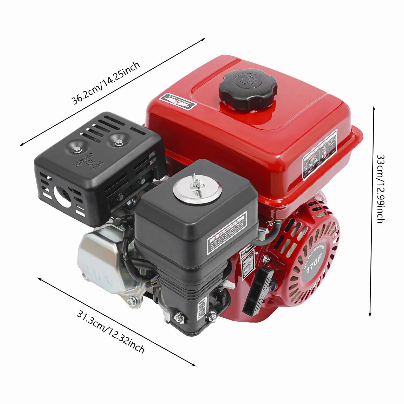 Motor de gasolina Go Kartmotor, 7.5 HP 4 tiempos OHV, motor de gasolina 210 cc, 4 kW, motor de accionamiento estacionario 3600 r/min para cortacésped Gokarts limpiador de alta presión