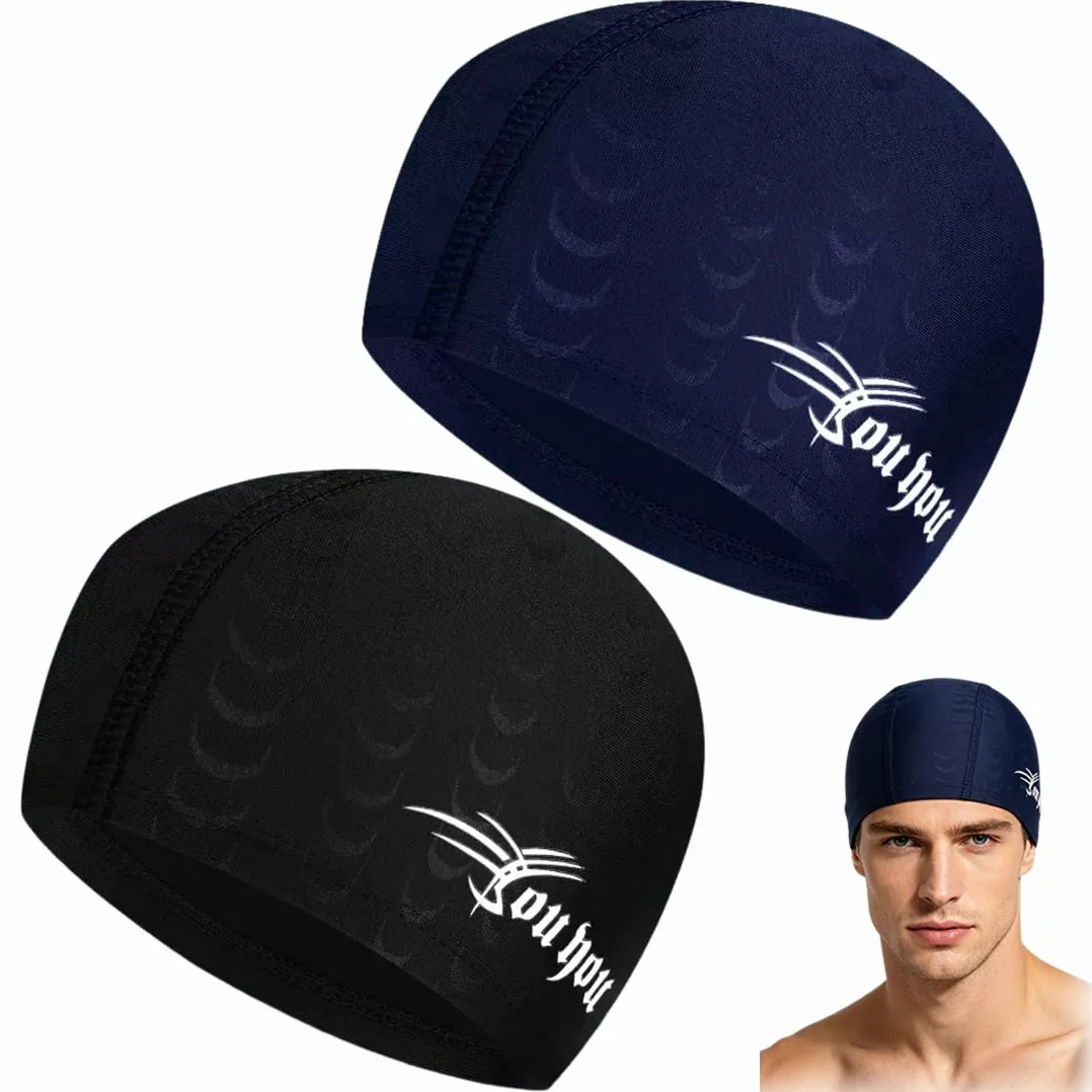 Gorro de piscina hombre tela impermeable - Swimming cap para cabeza grande adulto dos unidades