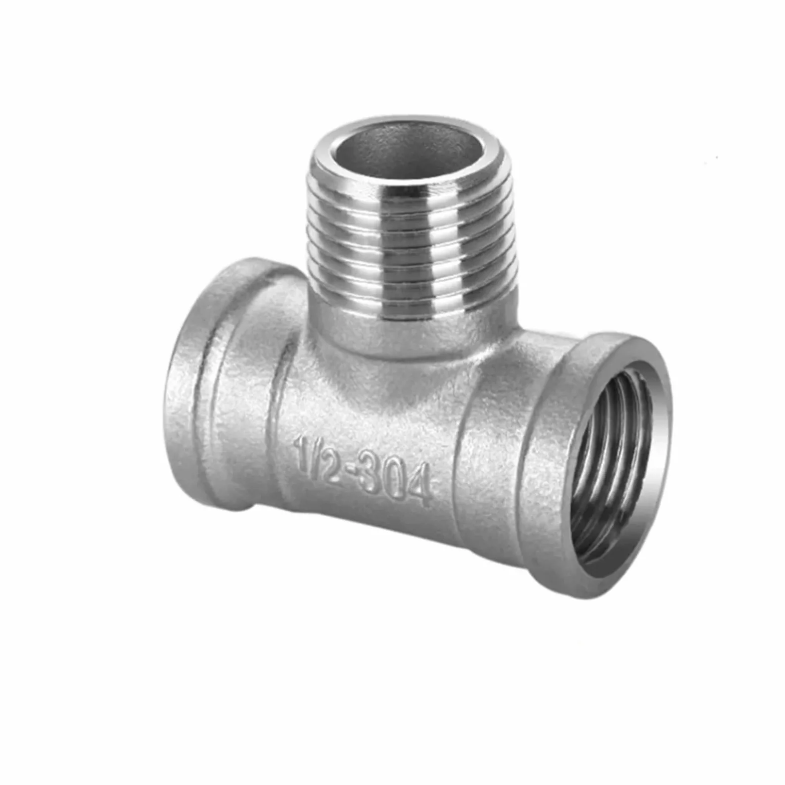 Conexión en T de 3 vías con rosca macho + macho + hembra, DN6/DN8/DN15/DN25, 1/4", 1/2", 3/4", 1" y 1-1/4", de acero inoxidable 304.(Black,1")