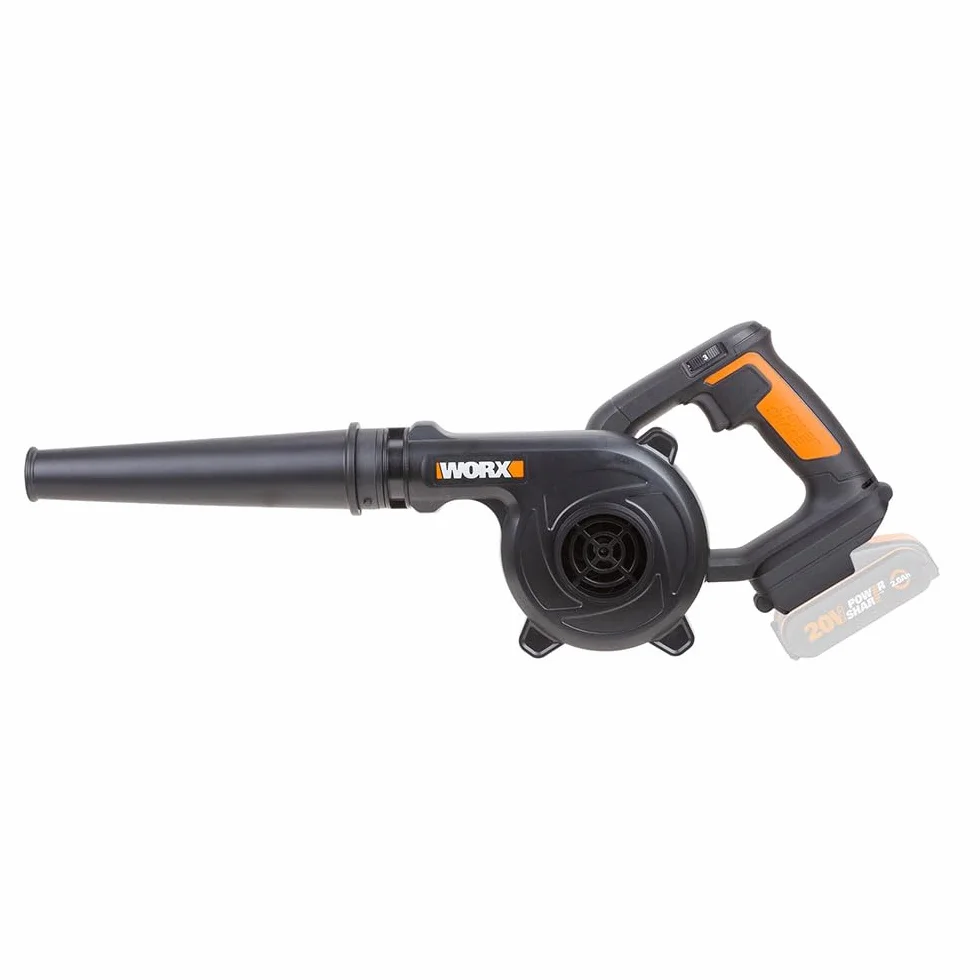 WORX Soplador Ligero 20V Máx. | PowerShare | WX094.9 | No Incluye batería ni Cargador| | 3 velocidades, ergonómico y Potente | Ideal para soplados de Taller Negro